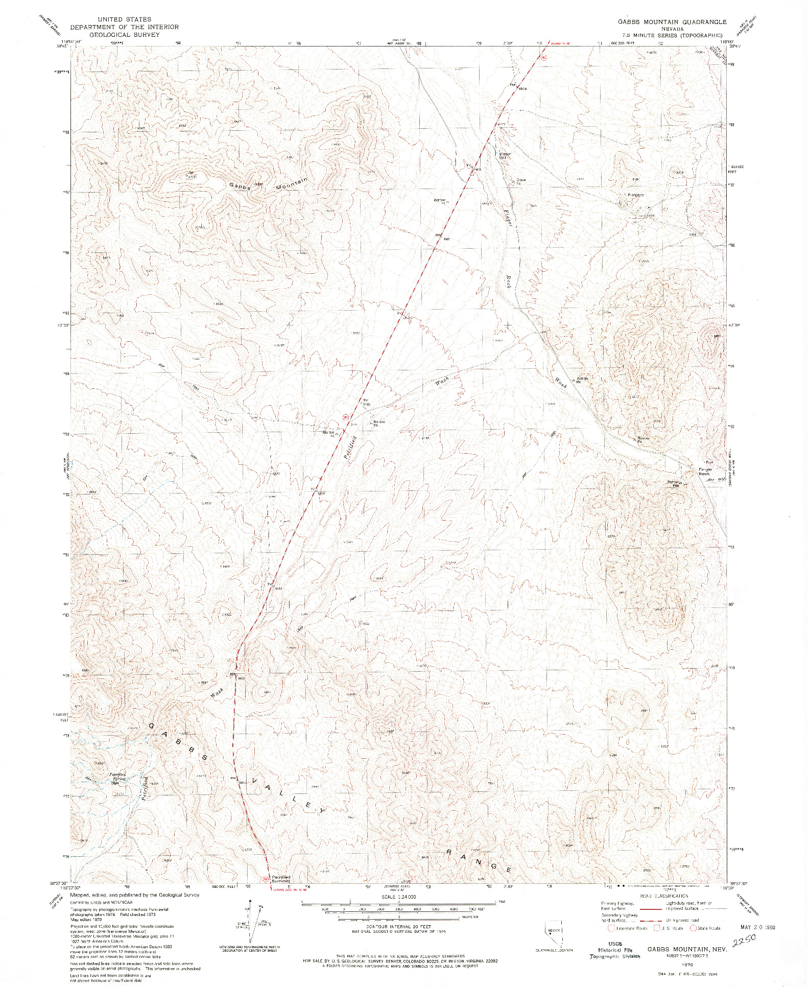 USGS 1:24000-SCALE QUADRANGLE FOR GABBS MOUNTAIN, NV 1979