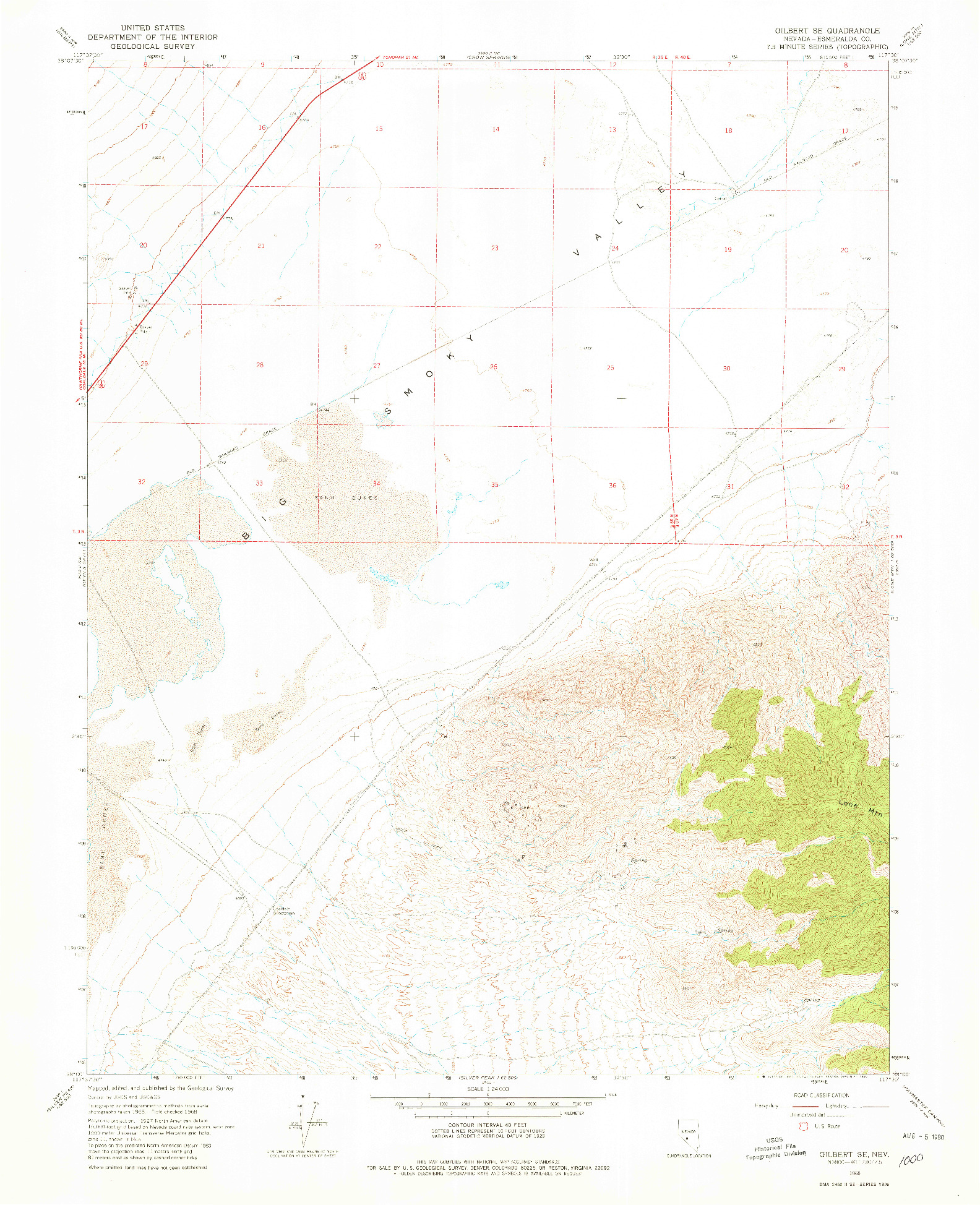 USGS 1:24000-SCALE QUADRANGLE FOR GILBERT SE, NV 1968