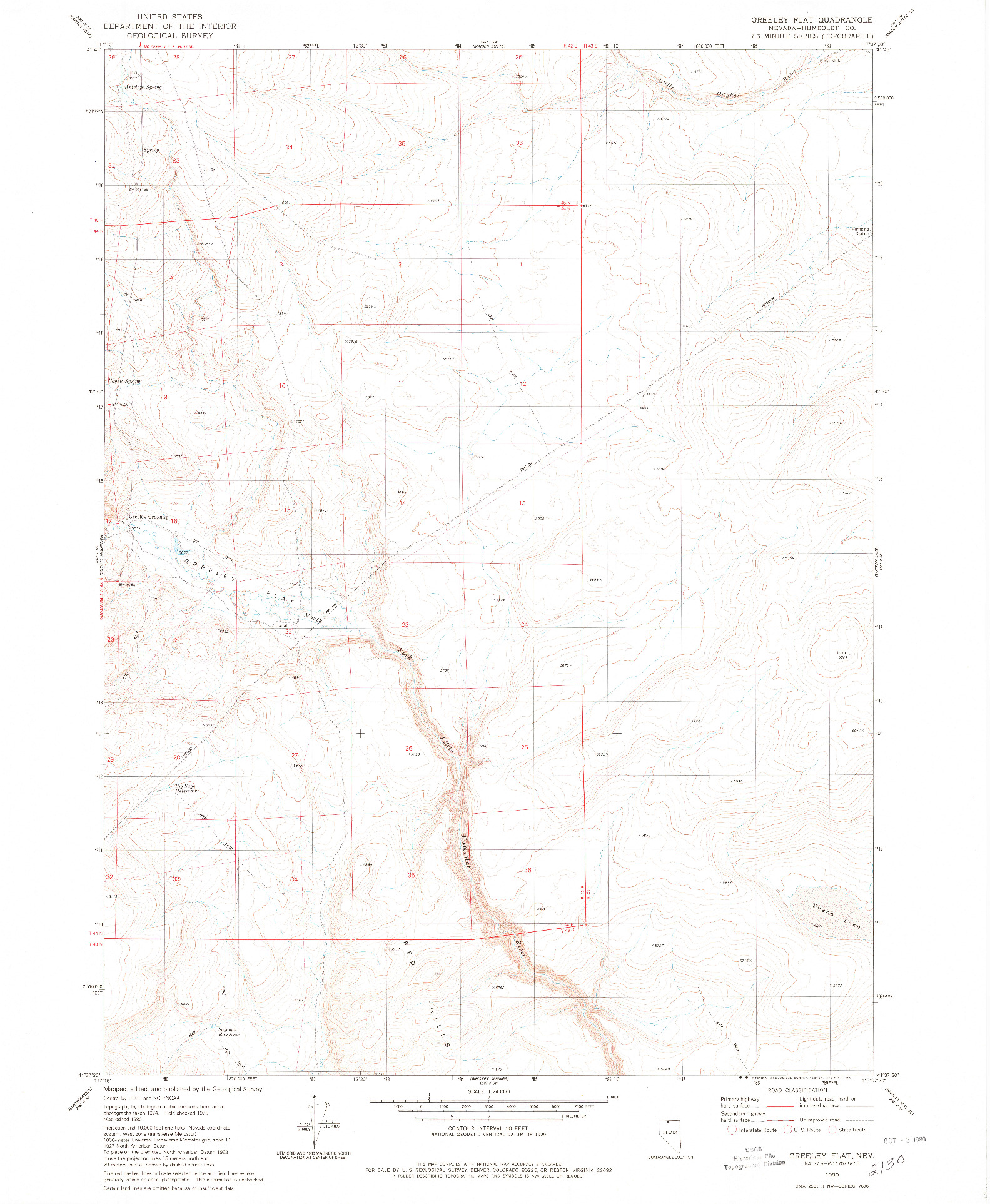 USGS 1:24000-SCALE QUADRANGLE FOR GREELEY FLAT, NV 1980