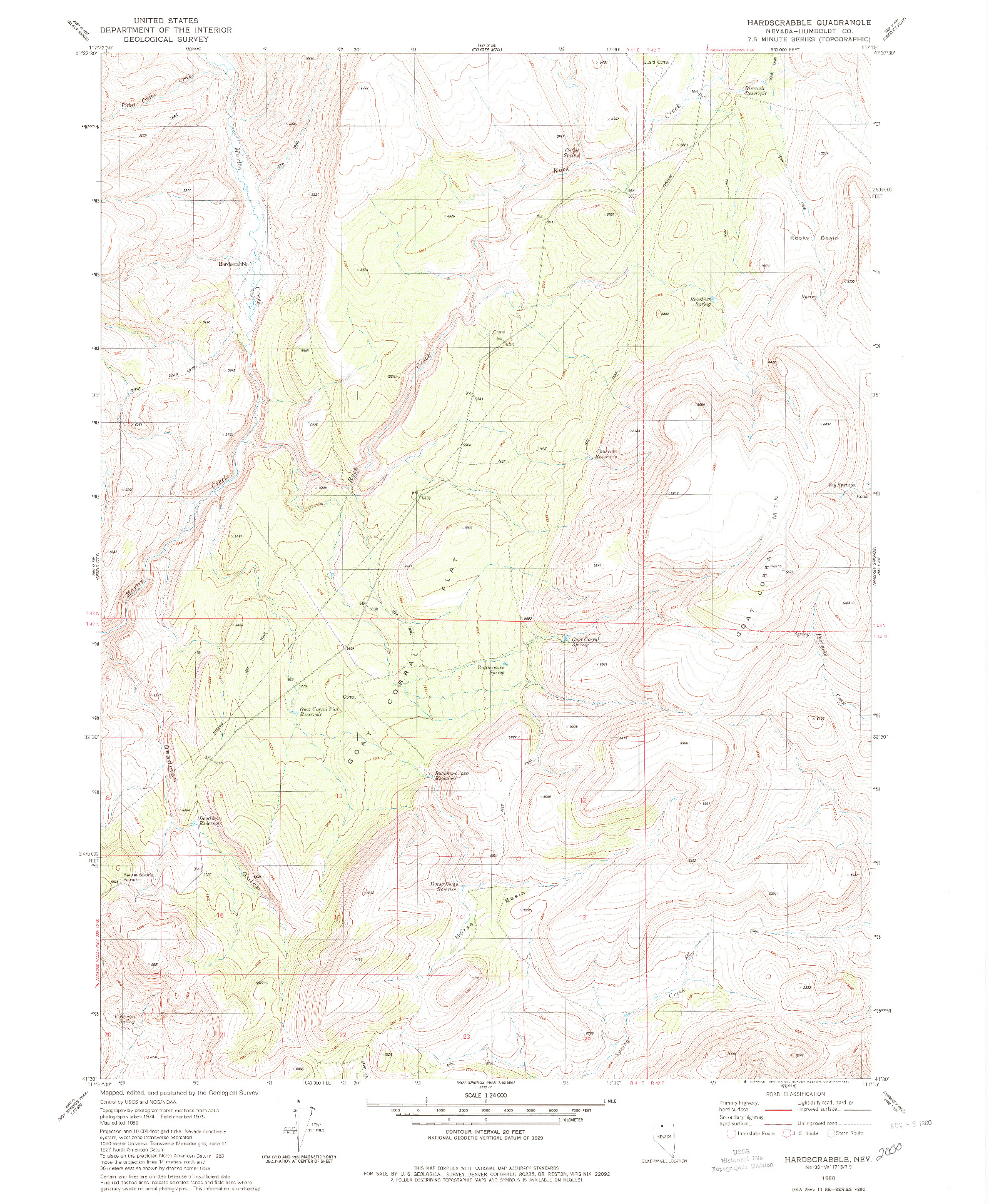 USGS 1:24000-SCALE QUADRANGLE FOR HARDSCRABBLE, NV 1980