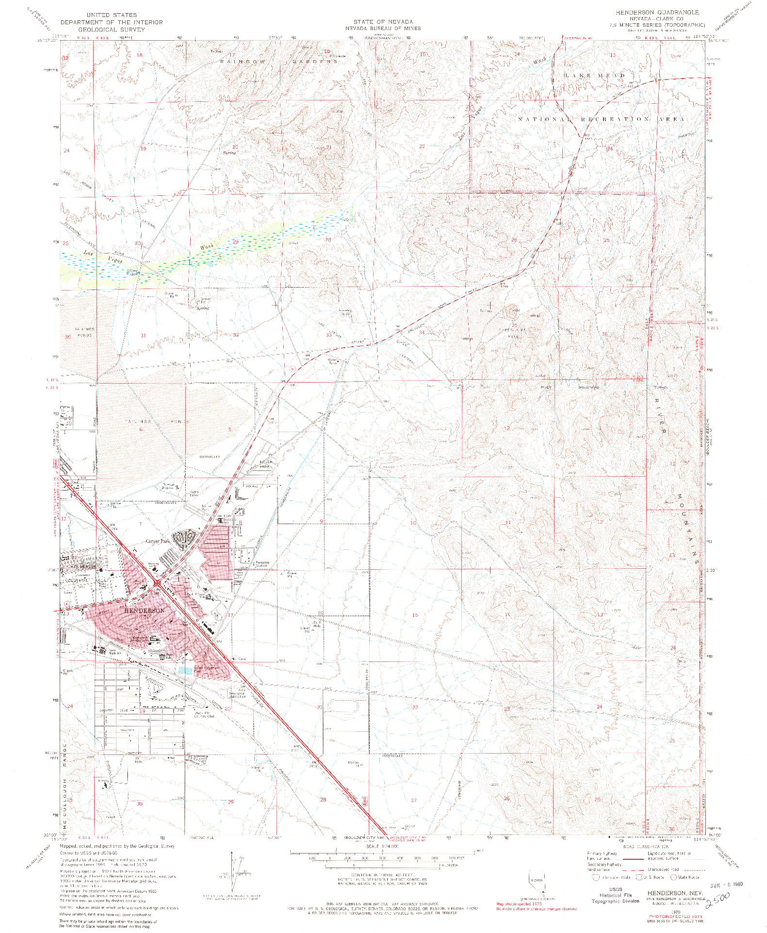 USGS 1:24000-SCALE QUADRANGLE FOR HENDERSON, NV 1970