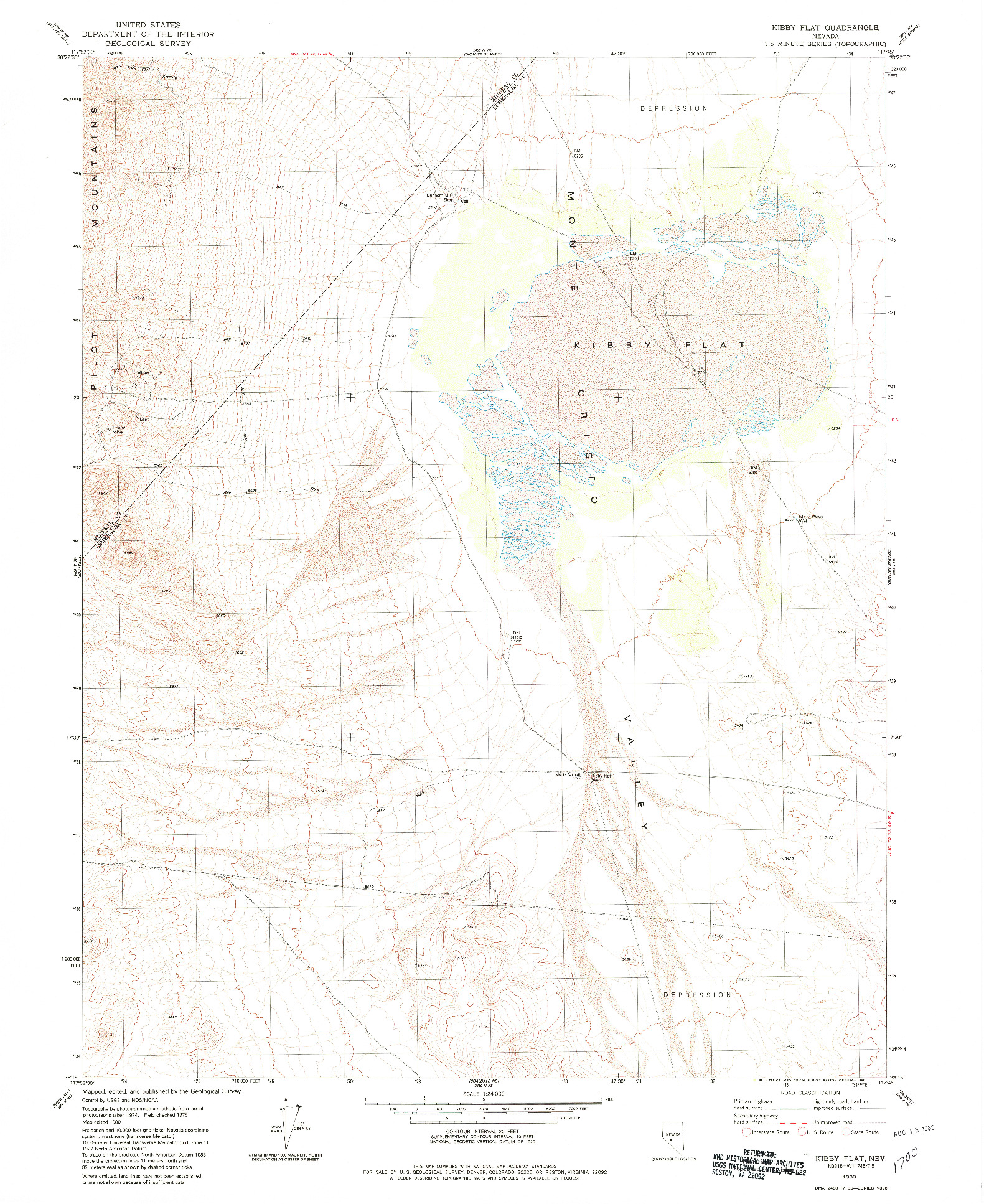 USGS 1:24000-SCALE QUADRANGLE FOR KIBBY FLAT, NV 1980
