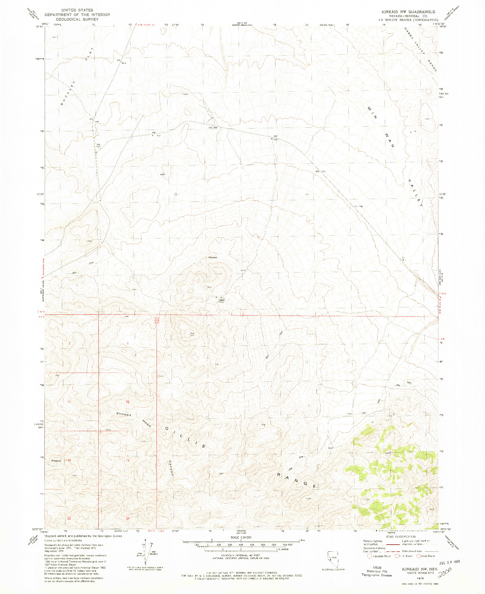 USGS 1:24000-SCALE QUADRANGLE FOR KINKAID NW, NV 1979