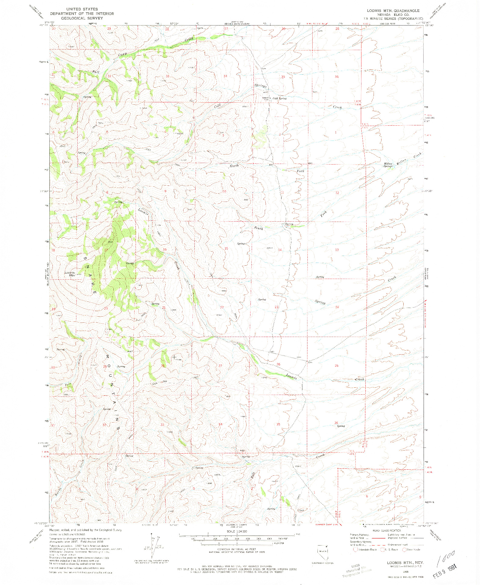 USGS 1:24000-SCALE QUADRANGLE FOR LOOMIS MTN, NV 1968