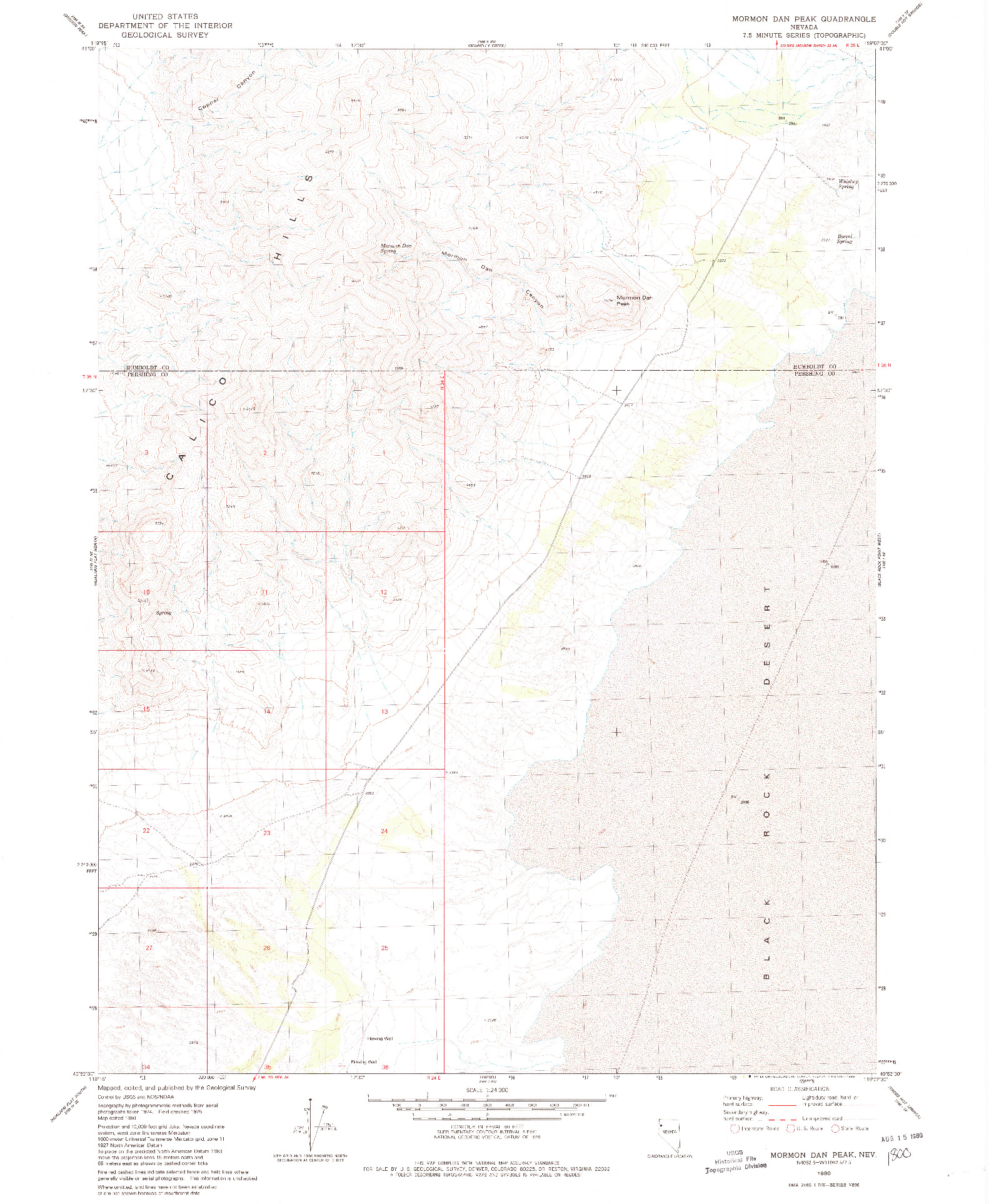 USGS 1:24000-SCALE QUADRANGLE FOR MORMON DAN PEAK, NV 1980