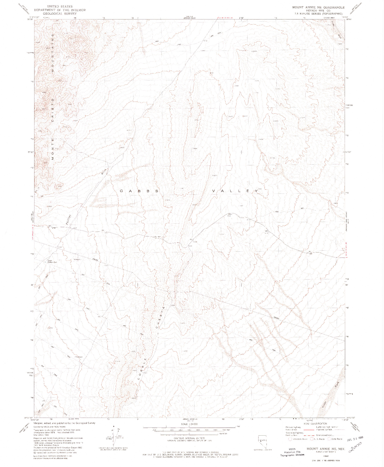 USGS 1:24000-SCALE QUADRANGLE FOR MOUNT ANNIE NE, NV 1980