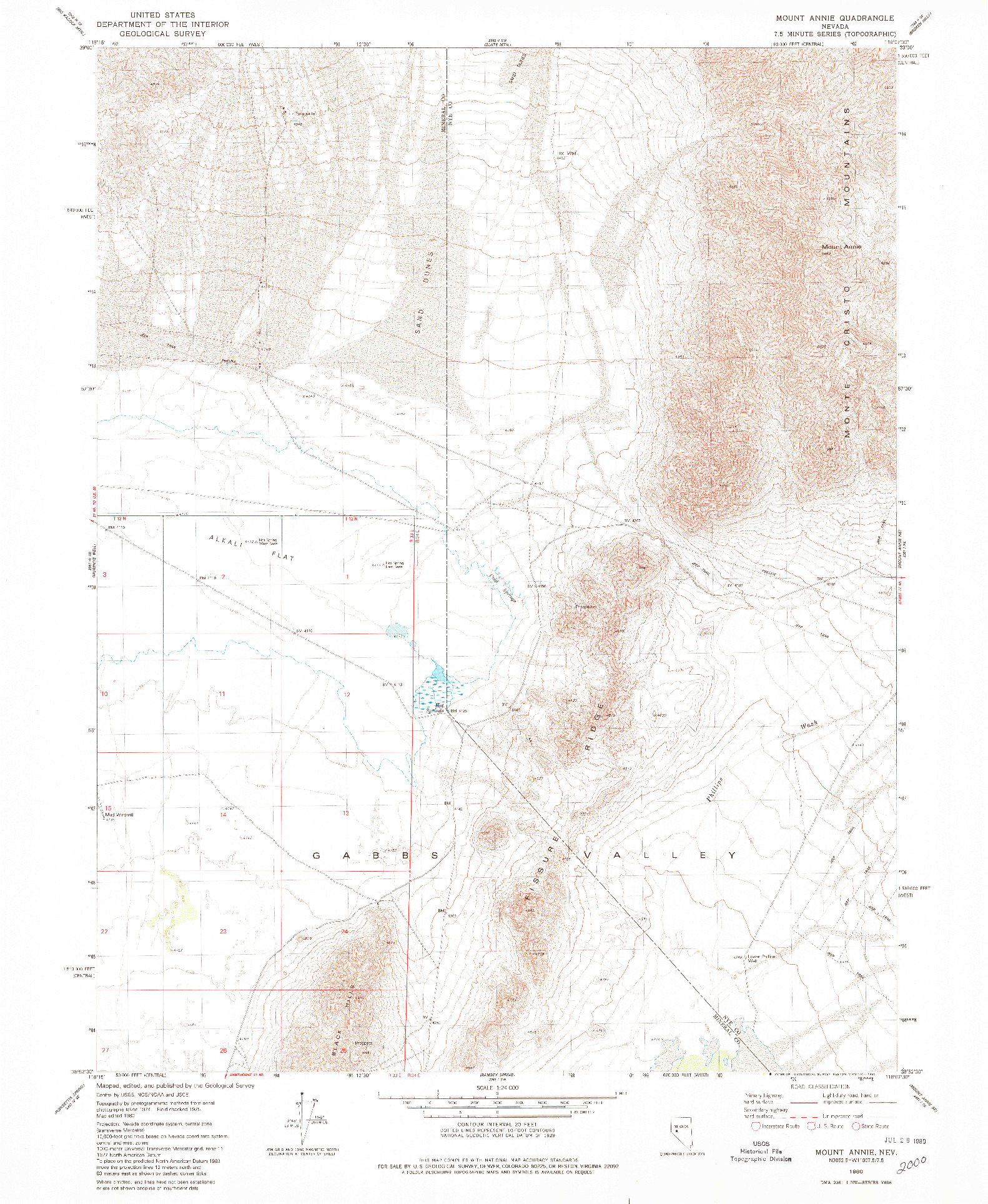 USGS 1:24000-SCALE QUADRANGLE FOR MOUNT ANNIE, NV 1980
