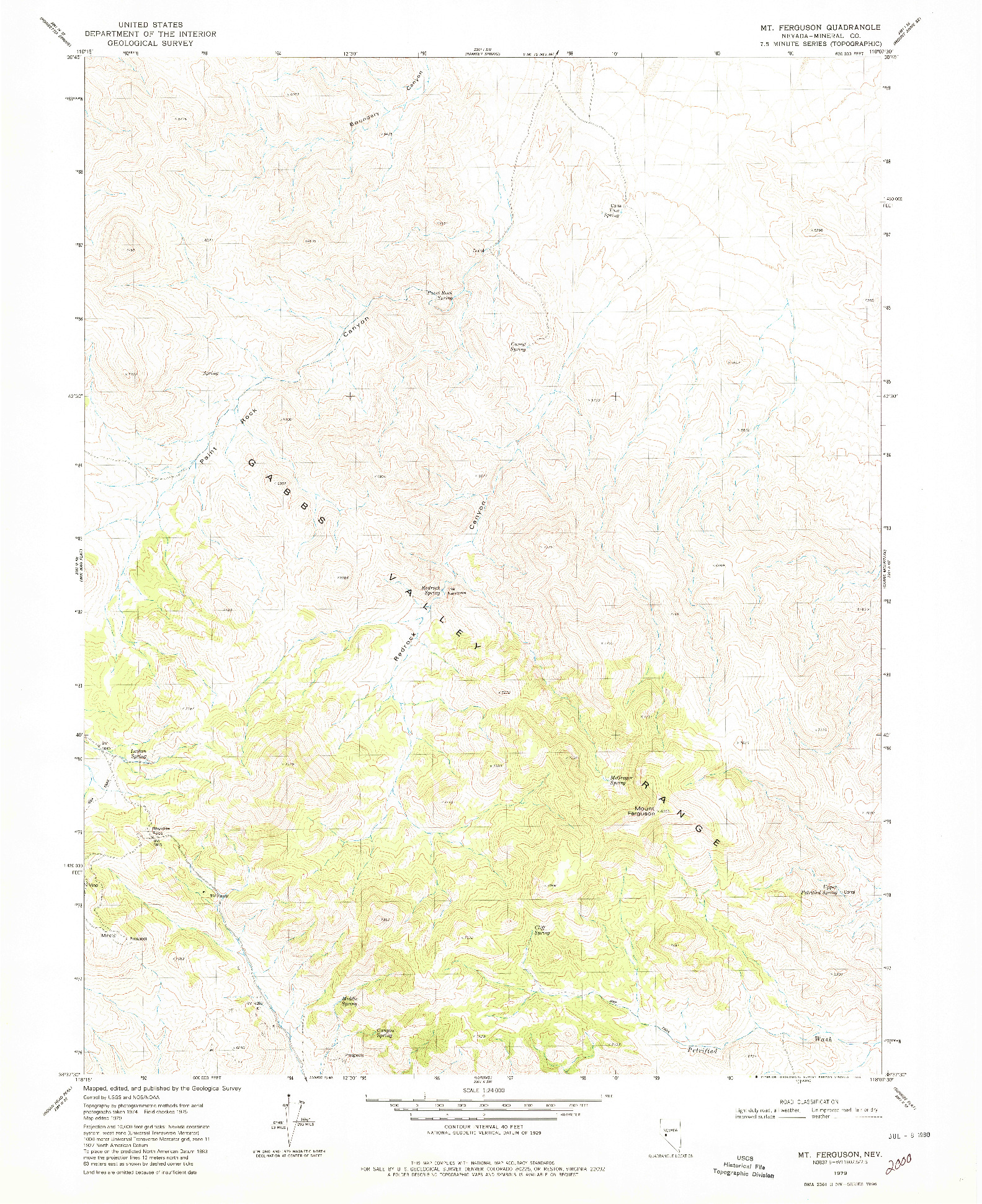 USGS 1:24000-SCALE QUADRANGLE FOR MT. FERGUSON, NV 1979