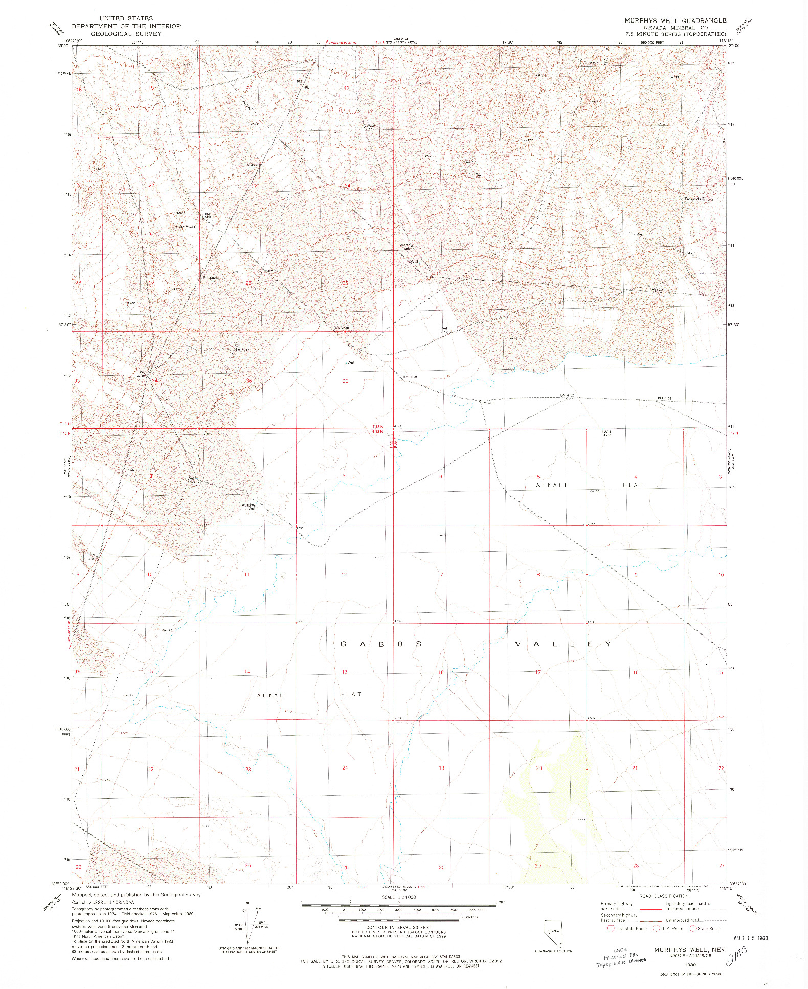 USGS 1:24000-SCALE QUADRANGLE FOR MURPHYS WELL, NV 1980