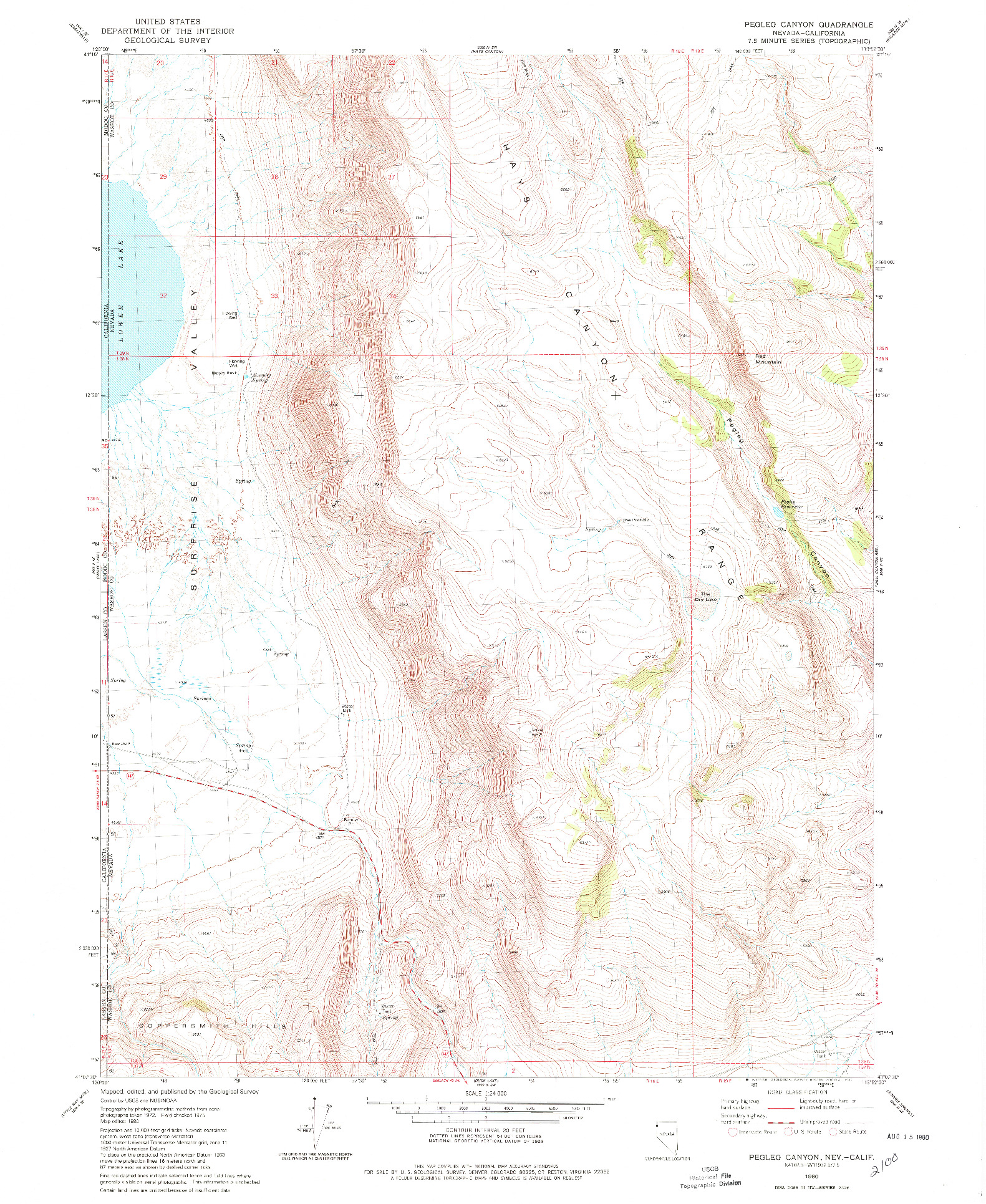 USGS 1:24000-SCALE QUADRANGLE FOR PEGLEG CANYON, NV 1980