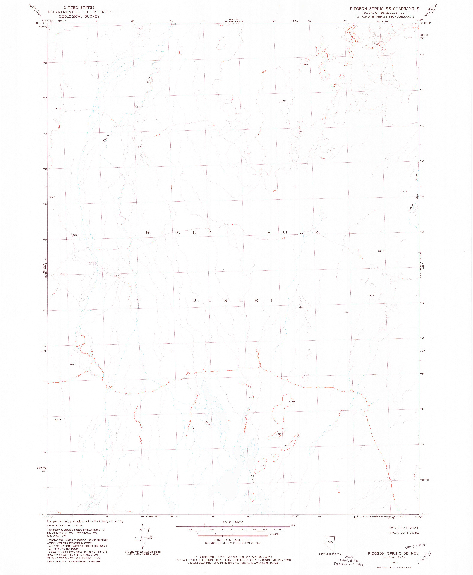 USGS 1:24000-SCALE QUADRANGLE FOR PIDGEON SPRING SE, NV 1980