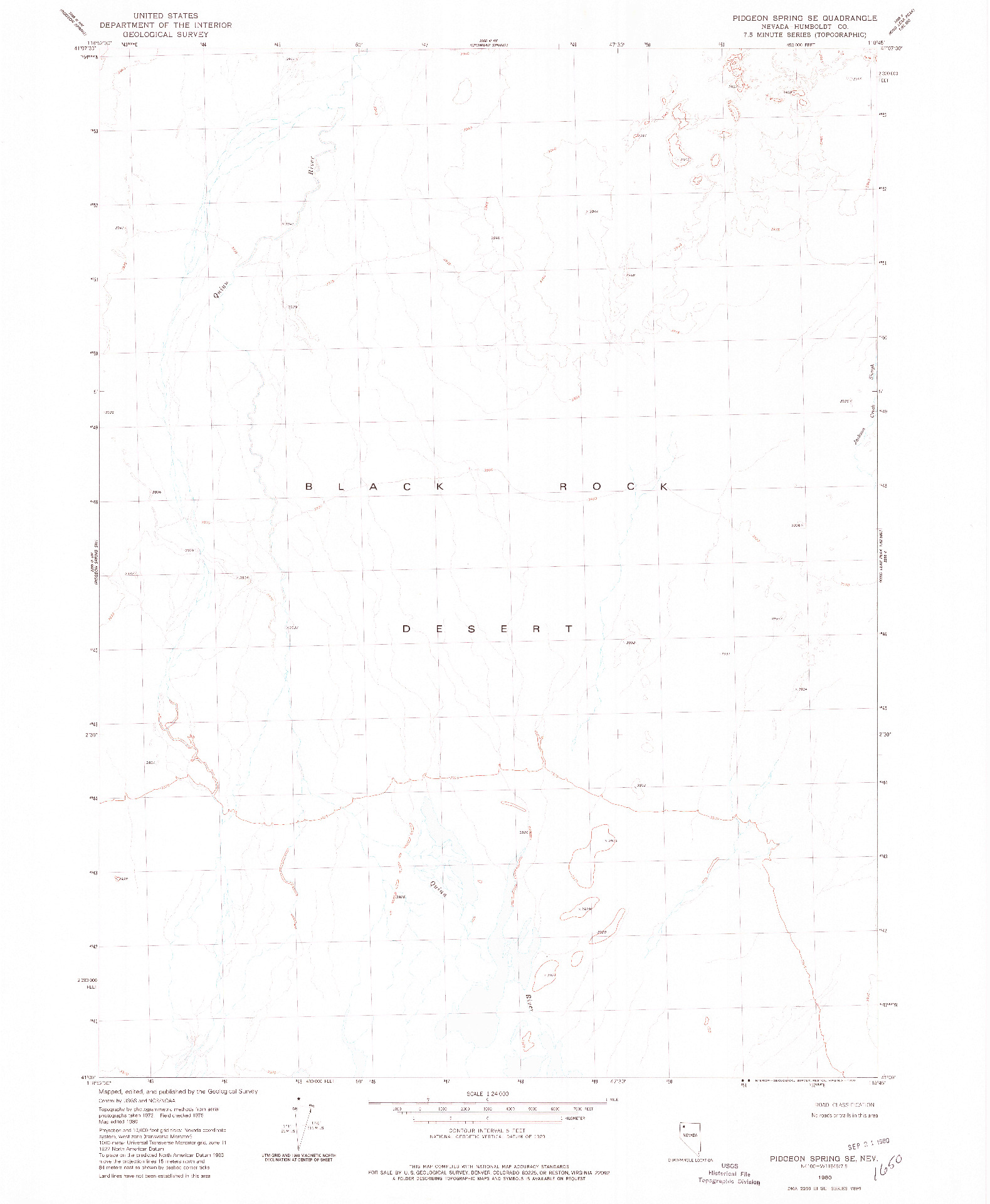 USGS 1:24000-SCALE QUADRANGLE FOR PIDGEON SPRING SE, NV 1980