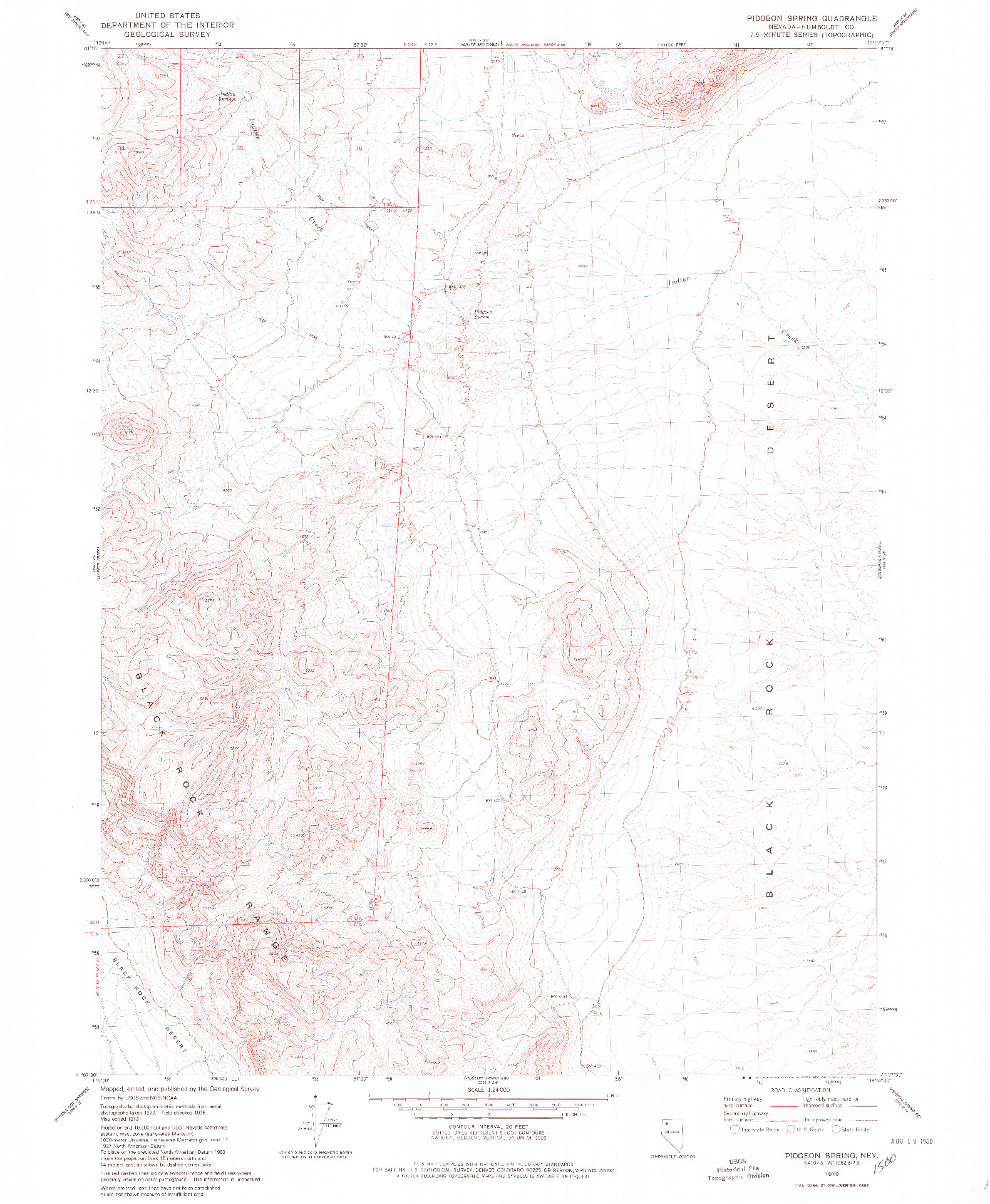 USGS 1:24000-SCALE QUADRANGLE FOR PIDGEON SPRING, NV 1979