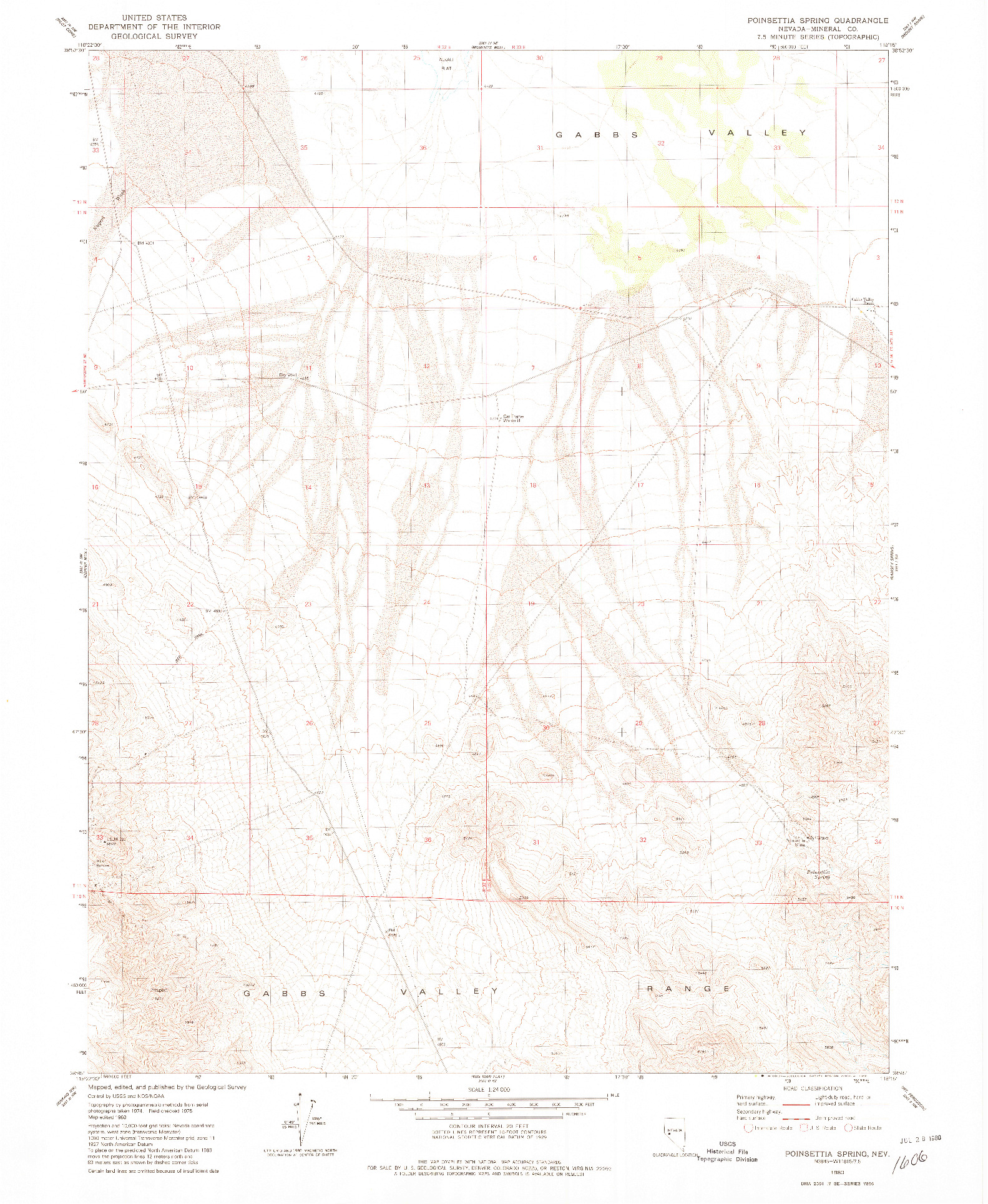 USGS 1:24000-SCALE QUADRANGLE FOR POINSETTIA SPRING, NV 1980