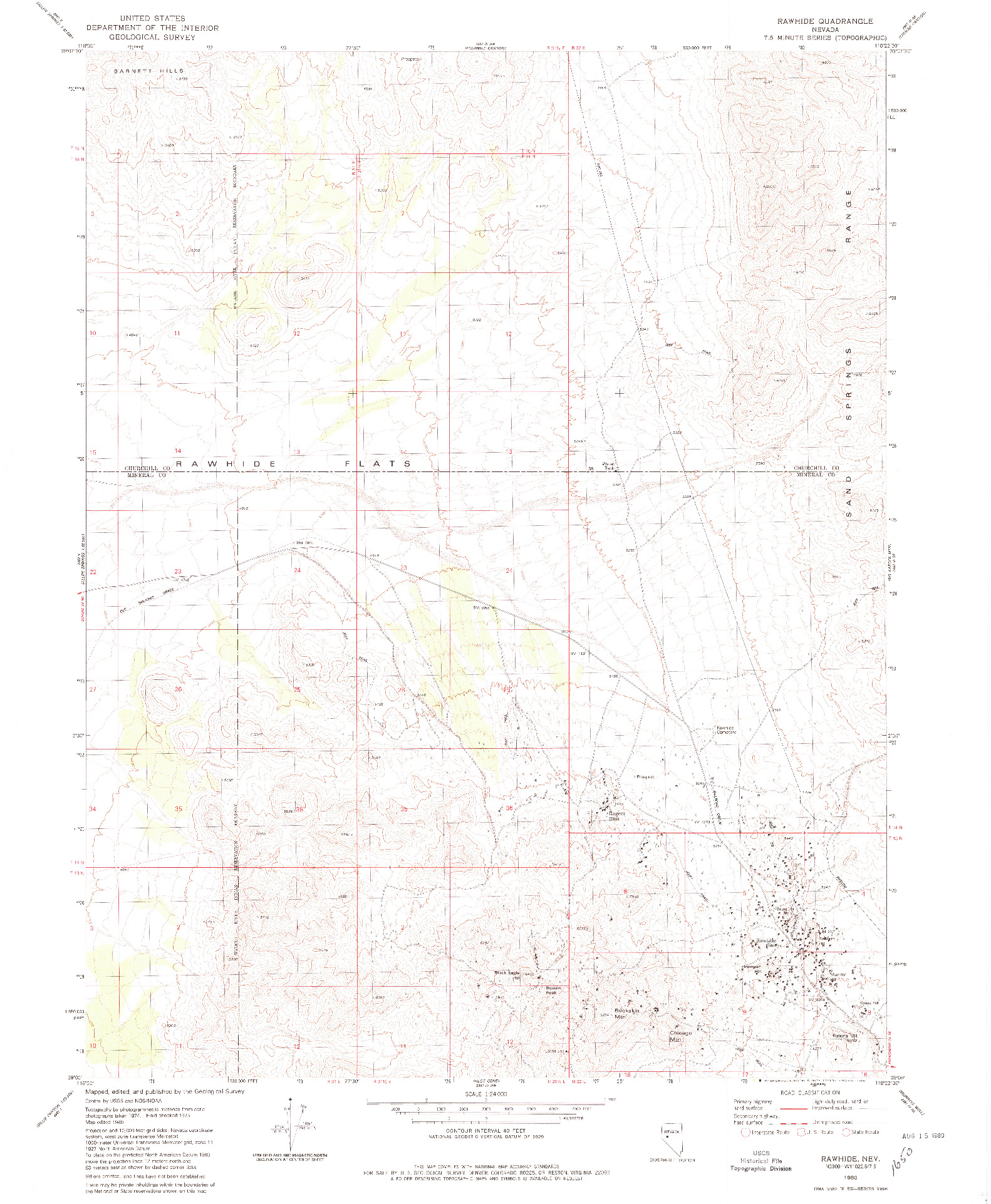 USGS 1:24000-SCALE QUADRANGLE FOR RAWHIDE, NV 1980