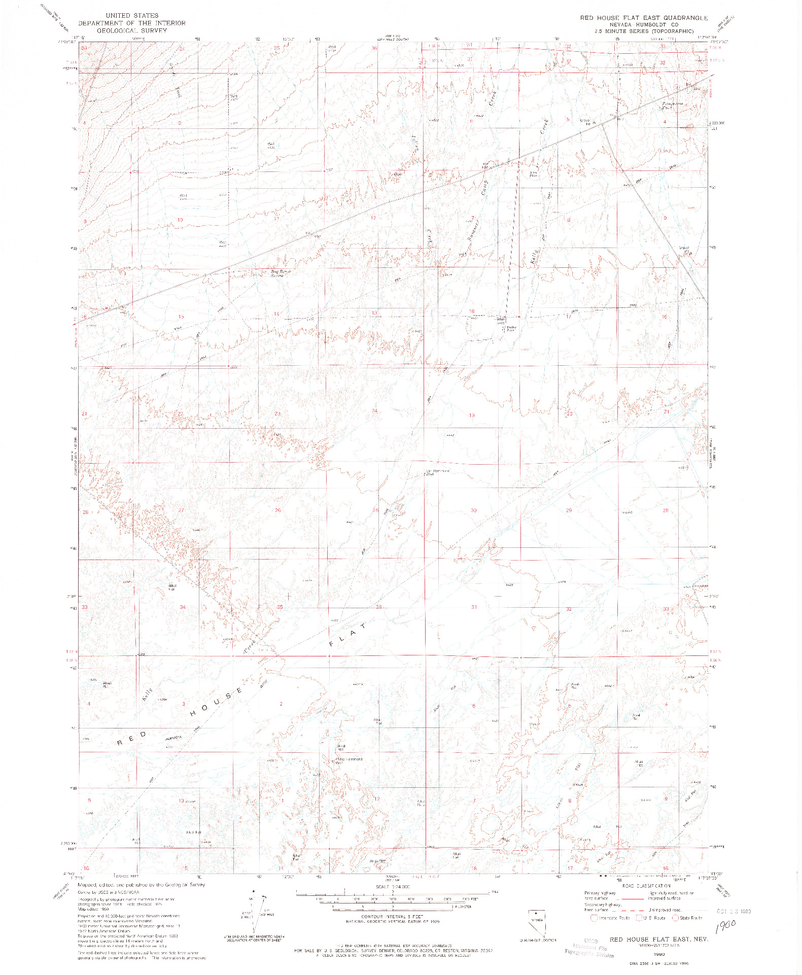 USGS 1:24000-SCALE QUADRANGLE FOR RED HOUSE FLAT EAST, NV 1980
