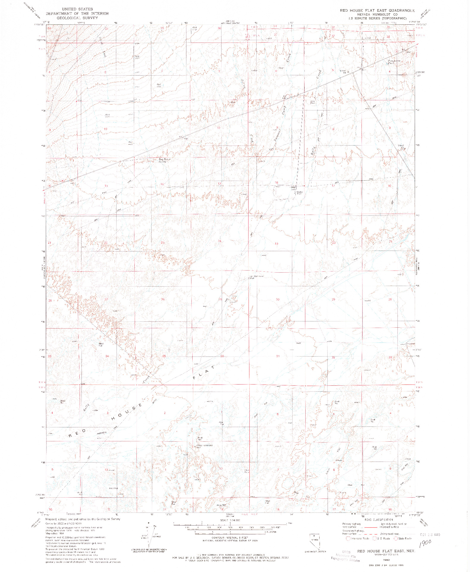 USGS 1:24000-SCALE QUADRANGLE FOR RED HOUSE FLAT EAST, NV 1980
