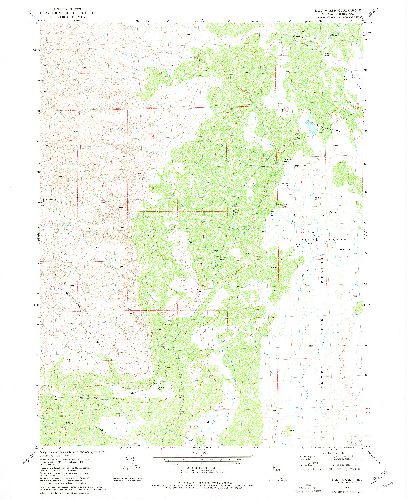 USGS 1:24000-SCALE QUADRANGLE FOR SALT MARSH, NV 1980