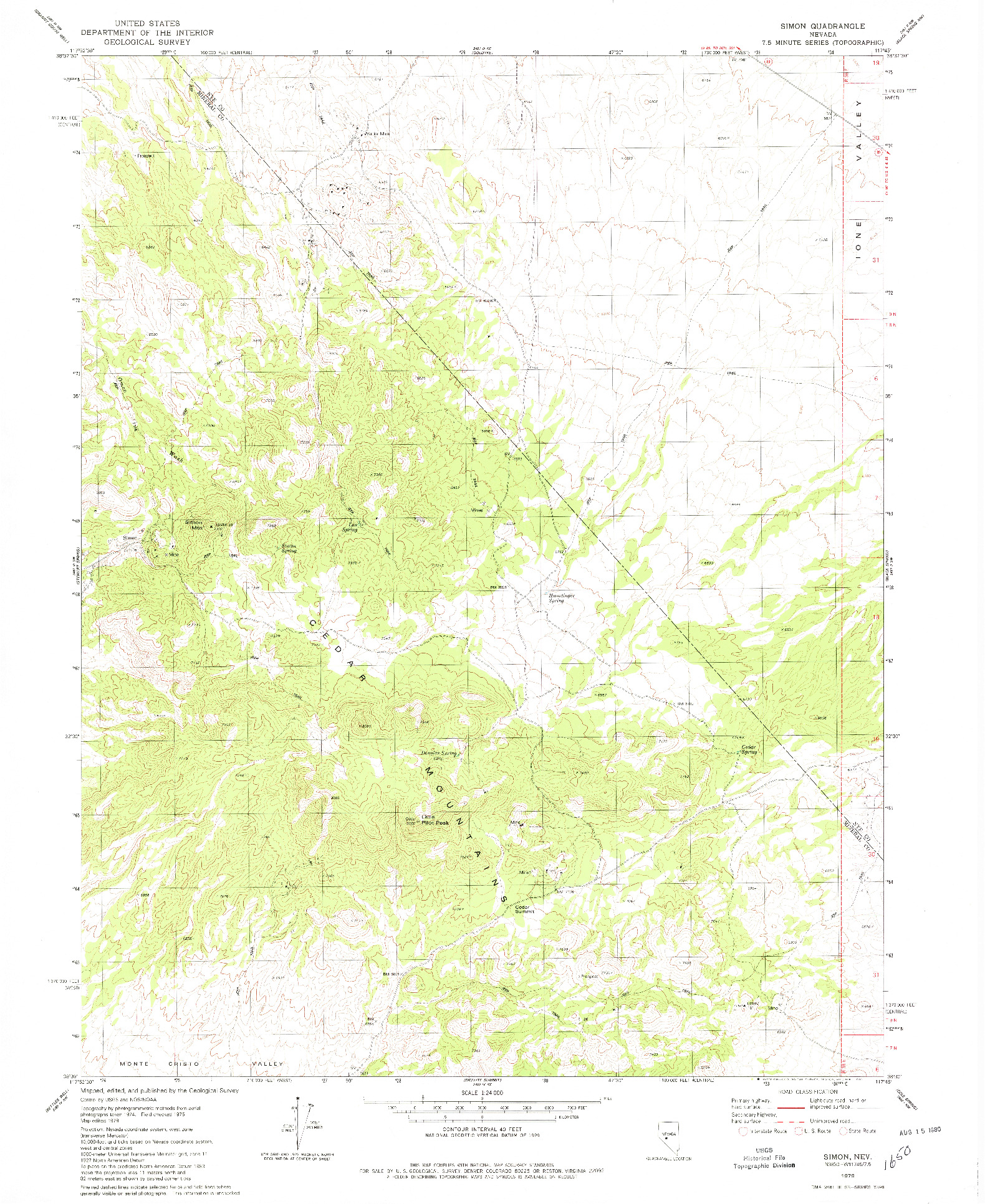 USGS 1:24000-SCALE QUADRANGLE FOR SIMON, NV 1979