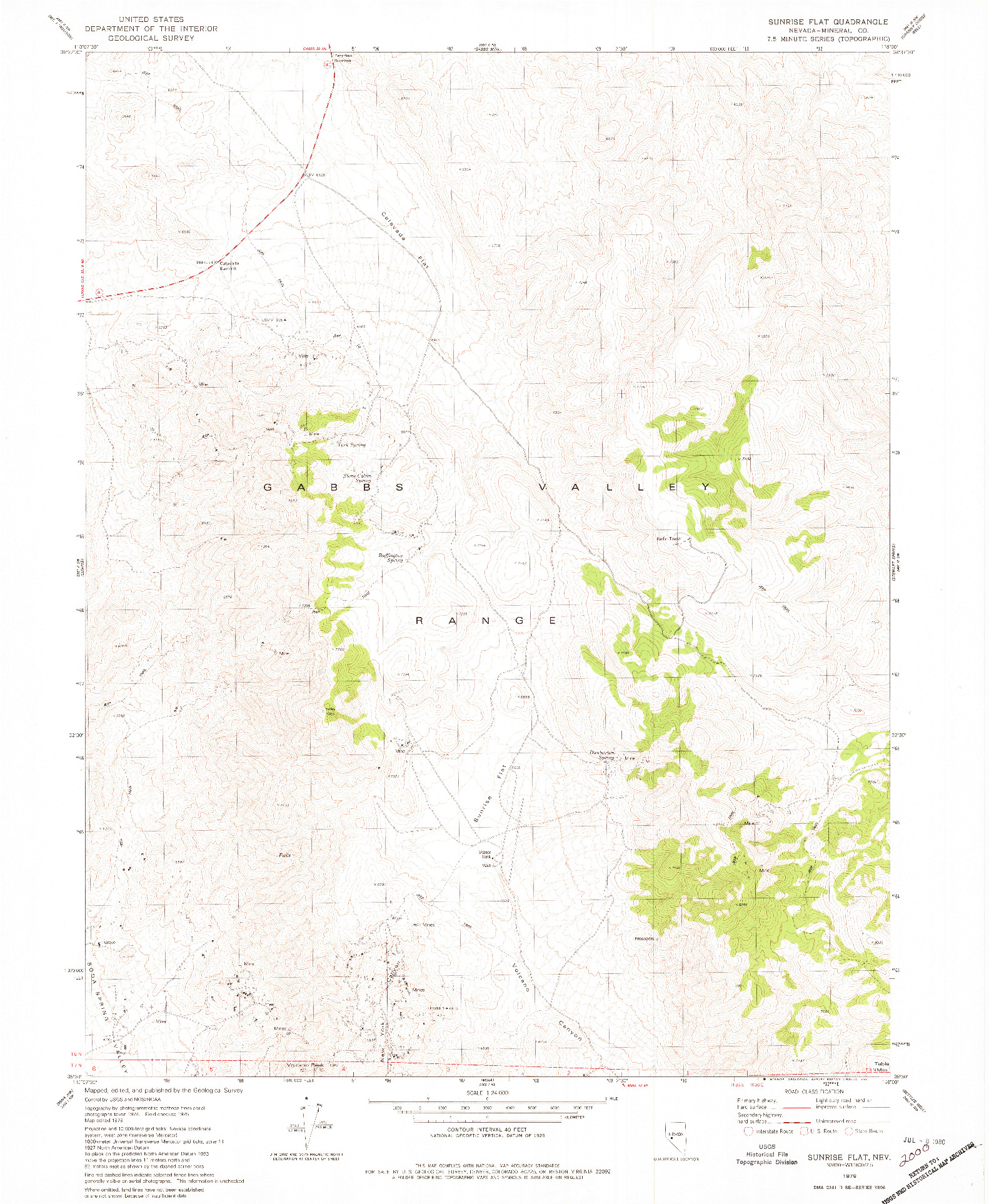 USGS 1:24000-SCALE QUADRANGLE FOR SUNRISE FLAT, NV 1979