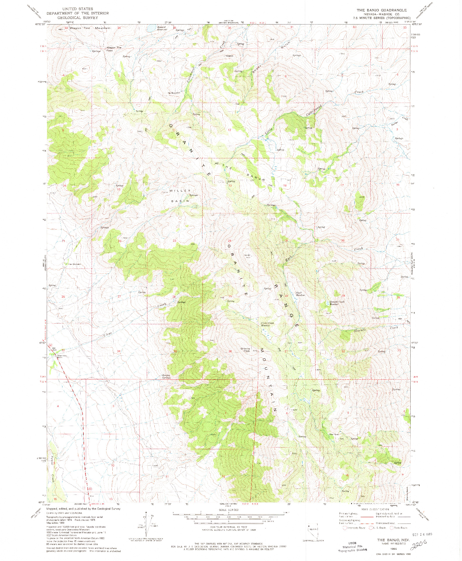 USGS 1:24000-SCALE QUADRANGLE FOR THE BANJO, NV 1980