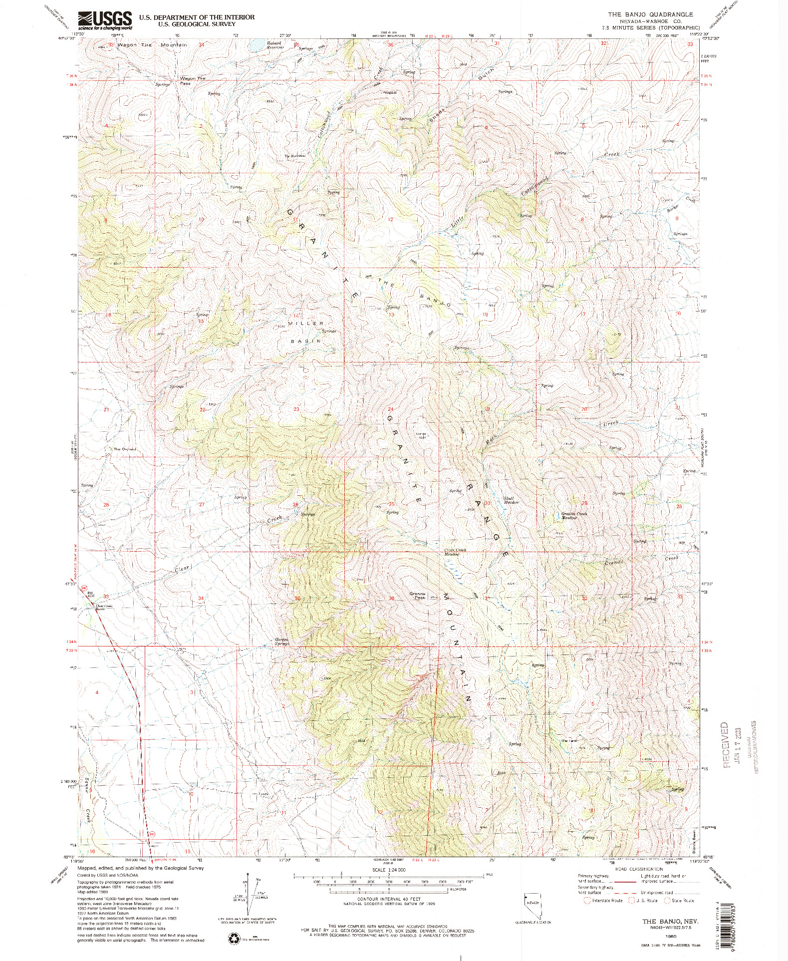 USGS 1:24000-SCALE QUADRANGLE FOR THE BANJO, NV 1980