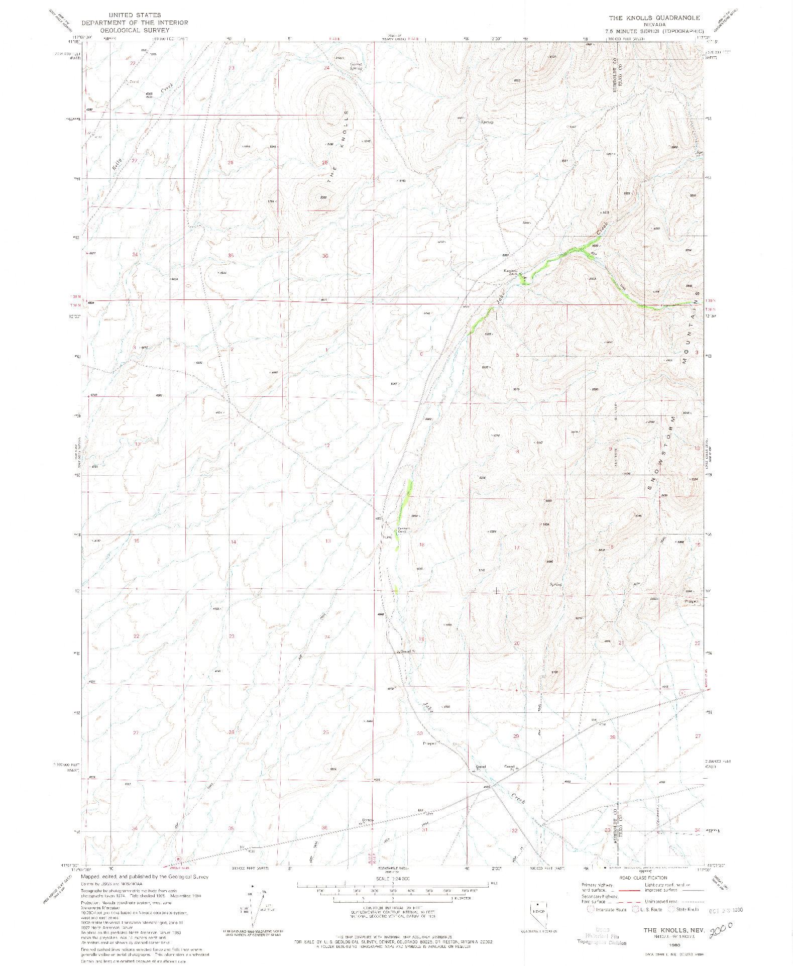 USGS 1:24000-SCALE QUADRANGLE FOR THE KNOLLS, NV 1980