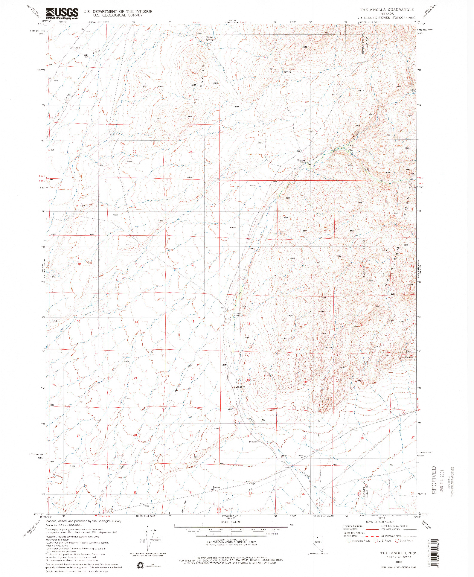USGS 1:24000-SCALE QUADRANGLE FOR THE KNOLLS, NV 1980