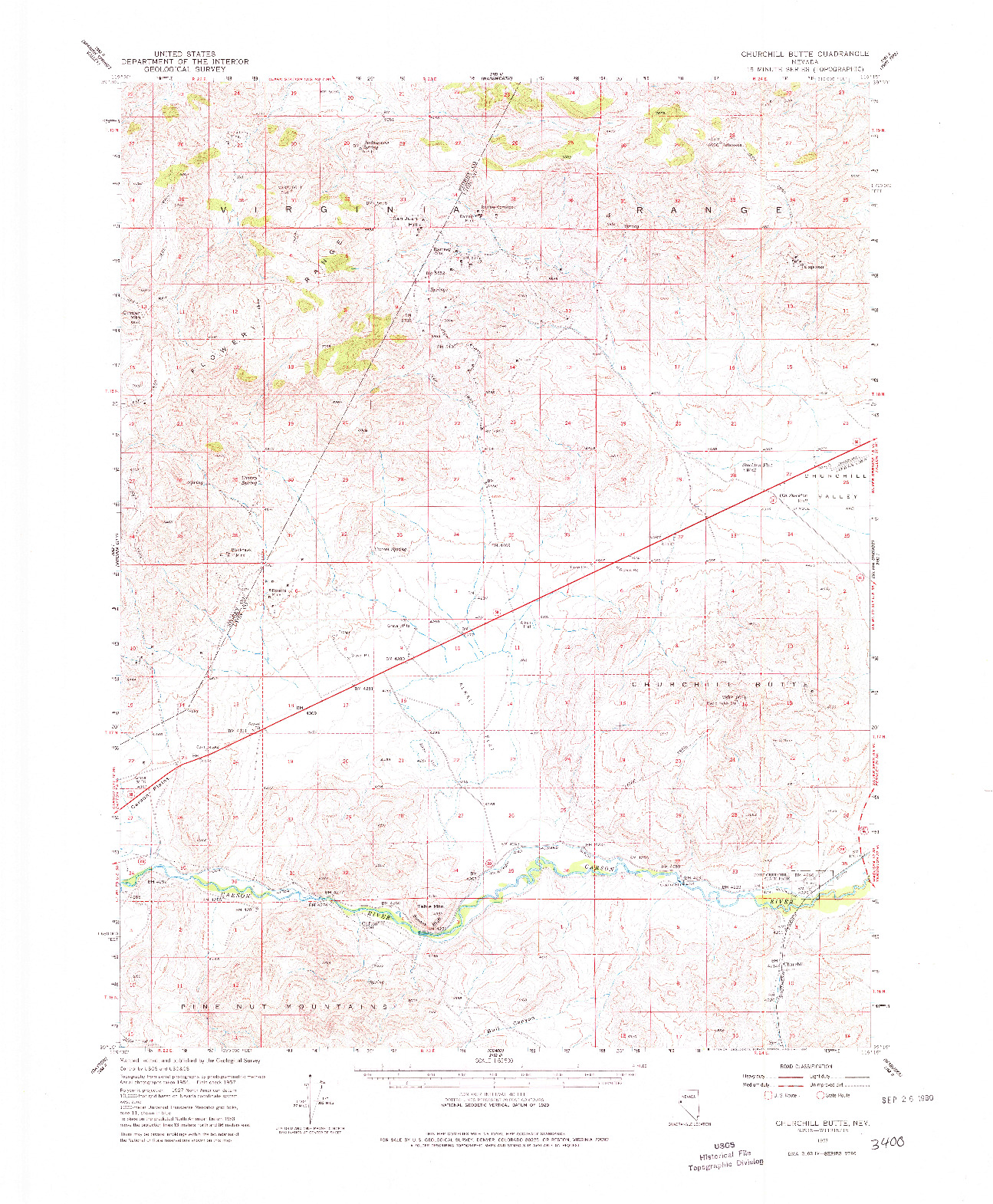 USGS 1:62500-SCALE QUADRANGLE FOR CHURCHILL BUTTE, NV 1957