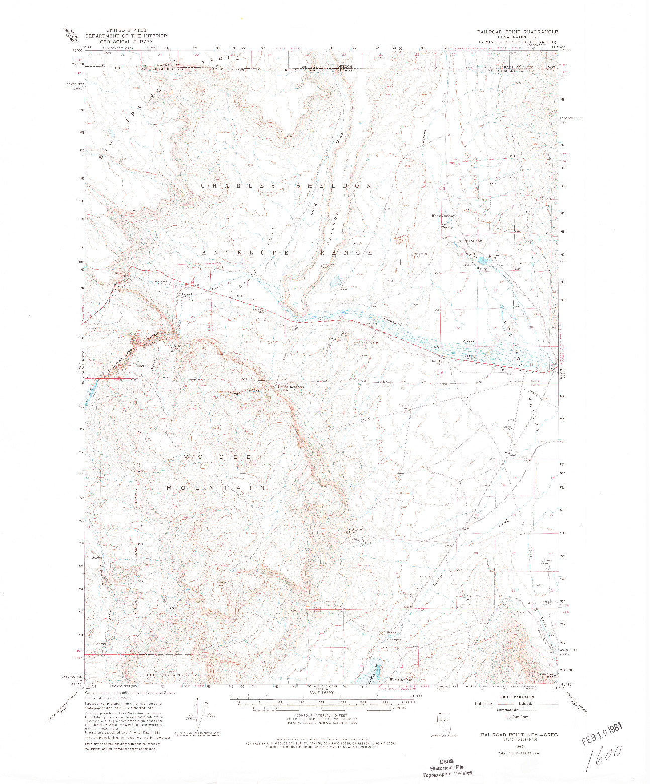 USGS 1:62500-SCALE QUADRANGLE FOR RAILROAD POINT, NV 1965