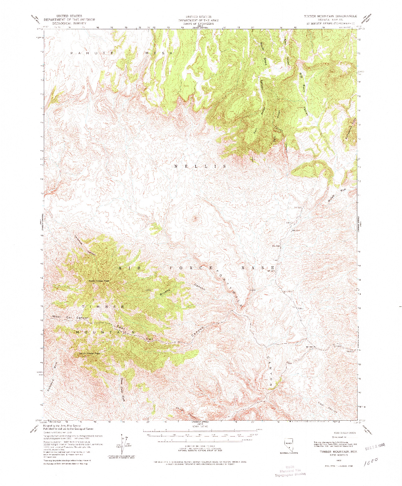 USGS 1:62500-SCALE QUADRANGLE FOR TIMBER MOUNTAIN, NV 1952