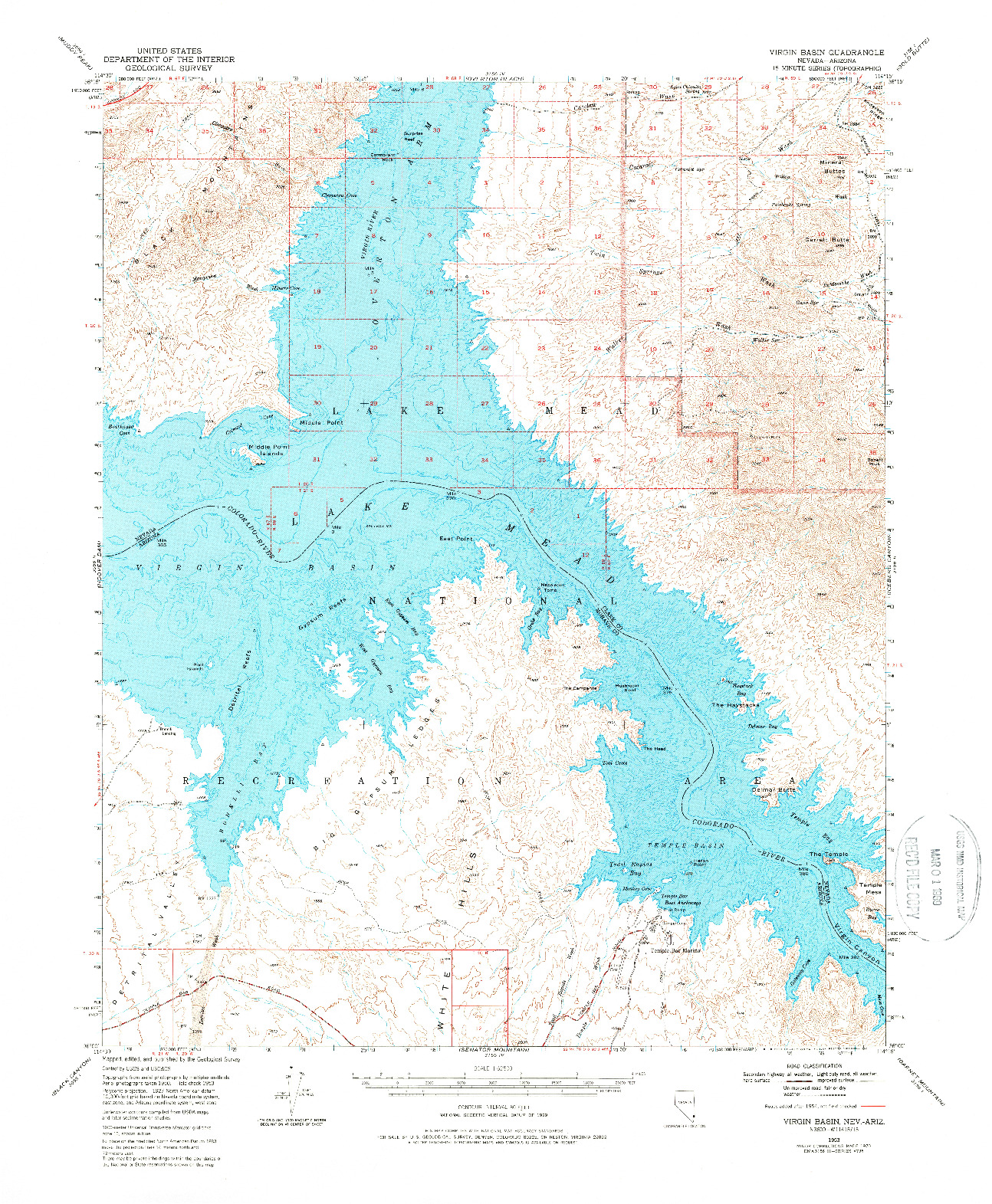 USGS 1:62500-SCALE QUADRANGLE FOR VIRGIN BASIN, NV 1970