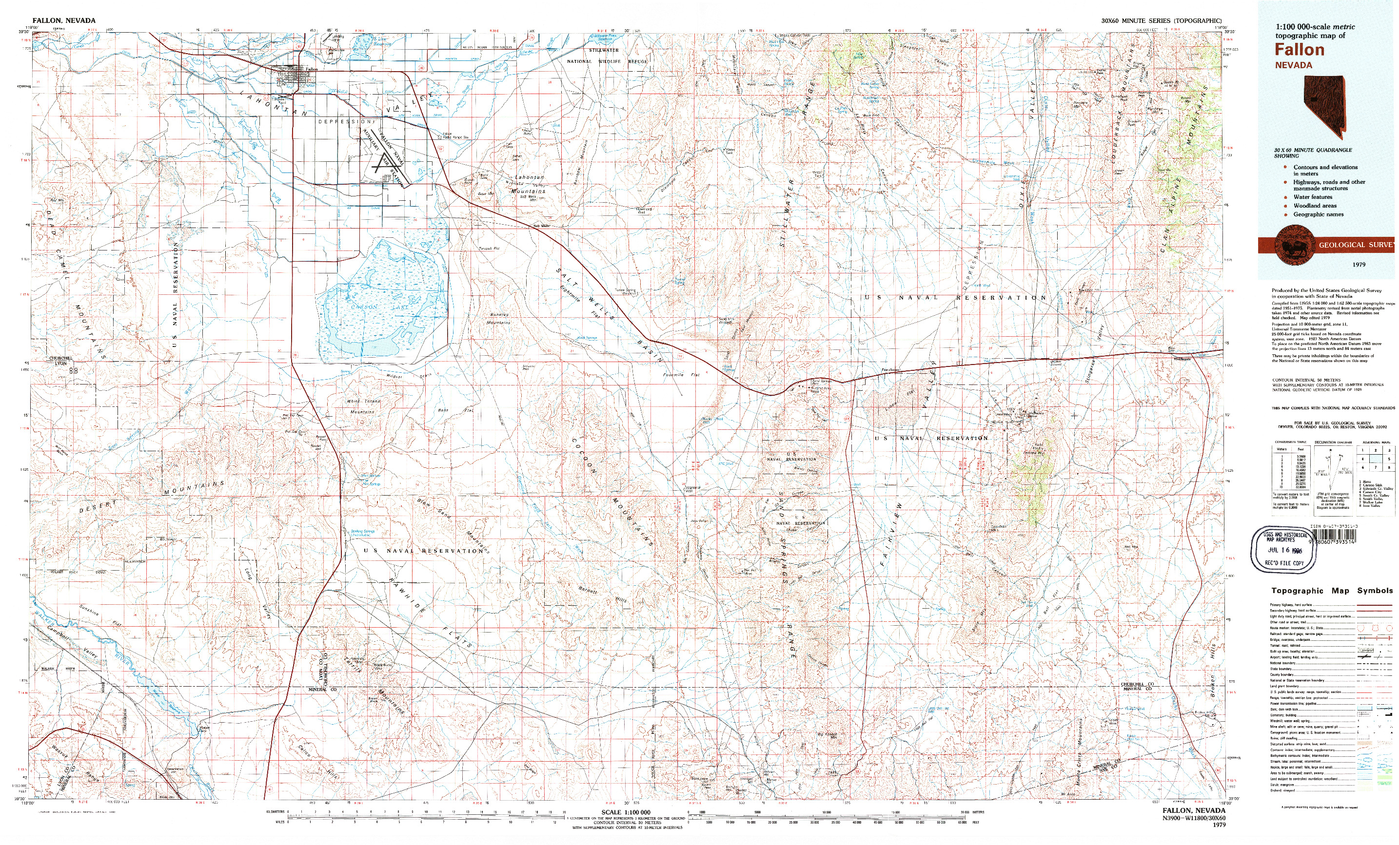 USGS 1:100000-SCALE QUADRANGLE FOR FALLON, NV 1979