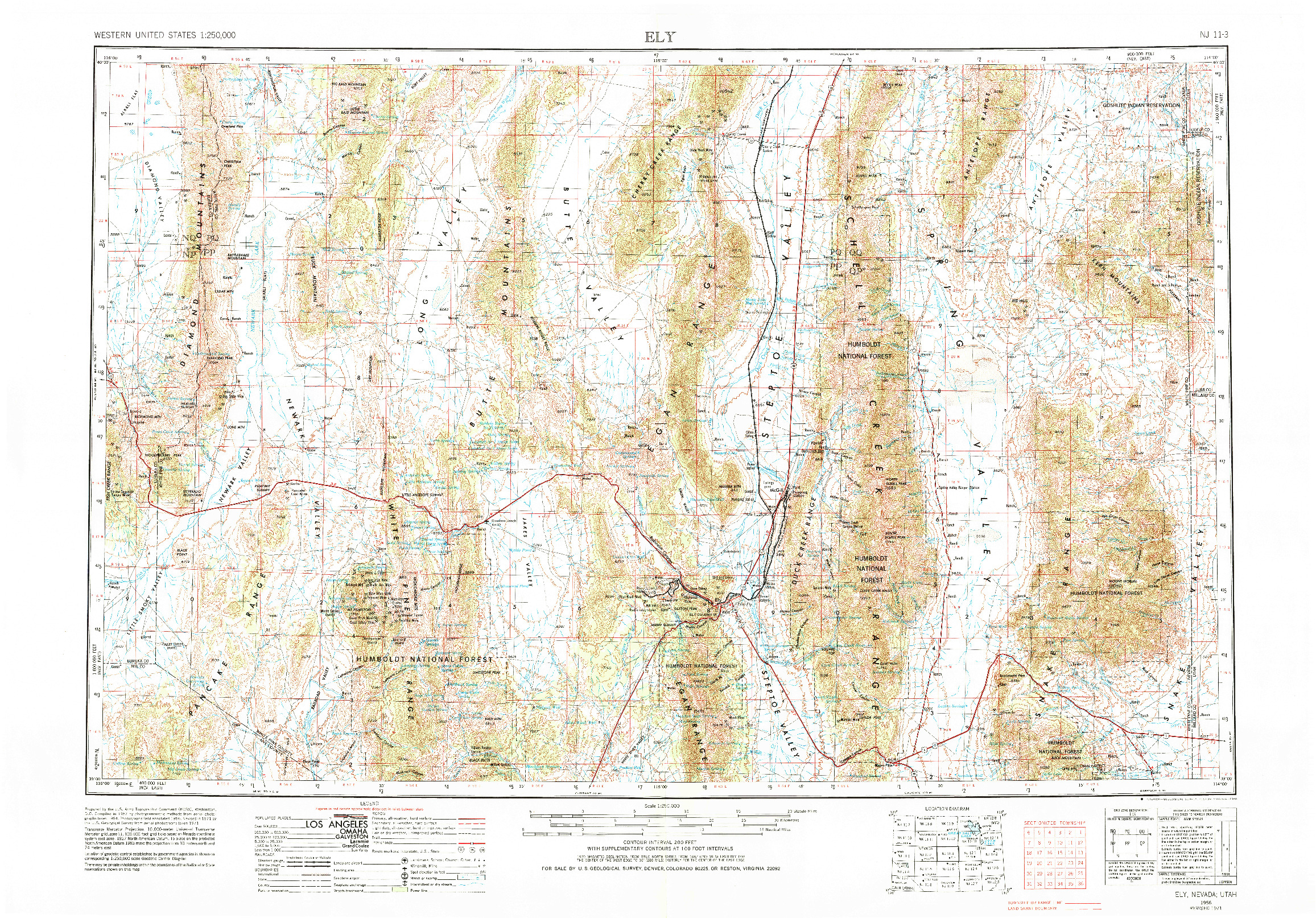 USGS 1:250000-SCALE QUADRANGLE FOR ELY, NV 1956