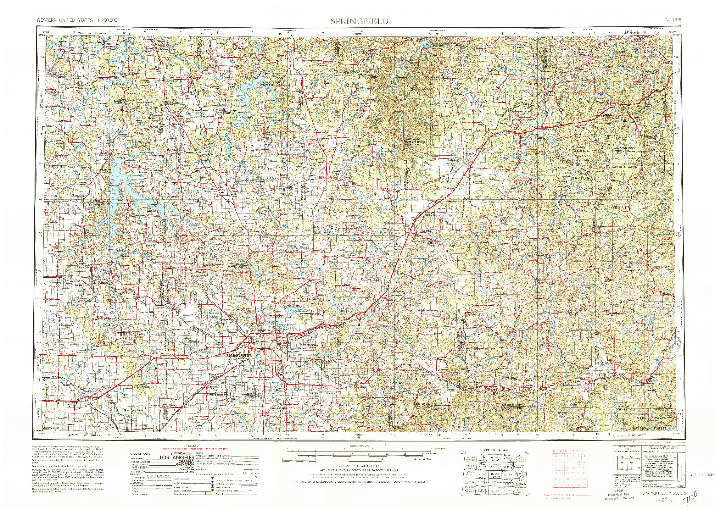 USGS 1:250000-SCALE QUADRANGLE FOR SPRINGFIELD, MO 1954