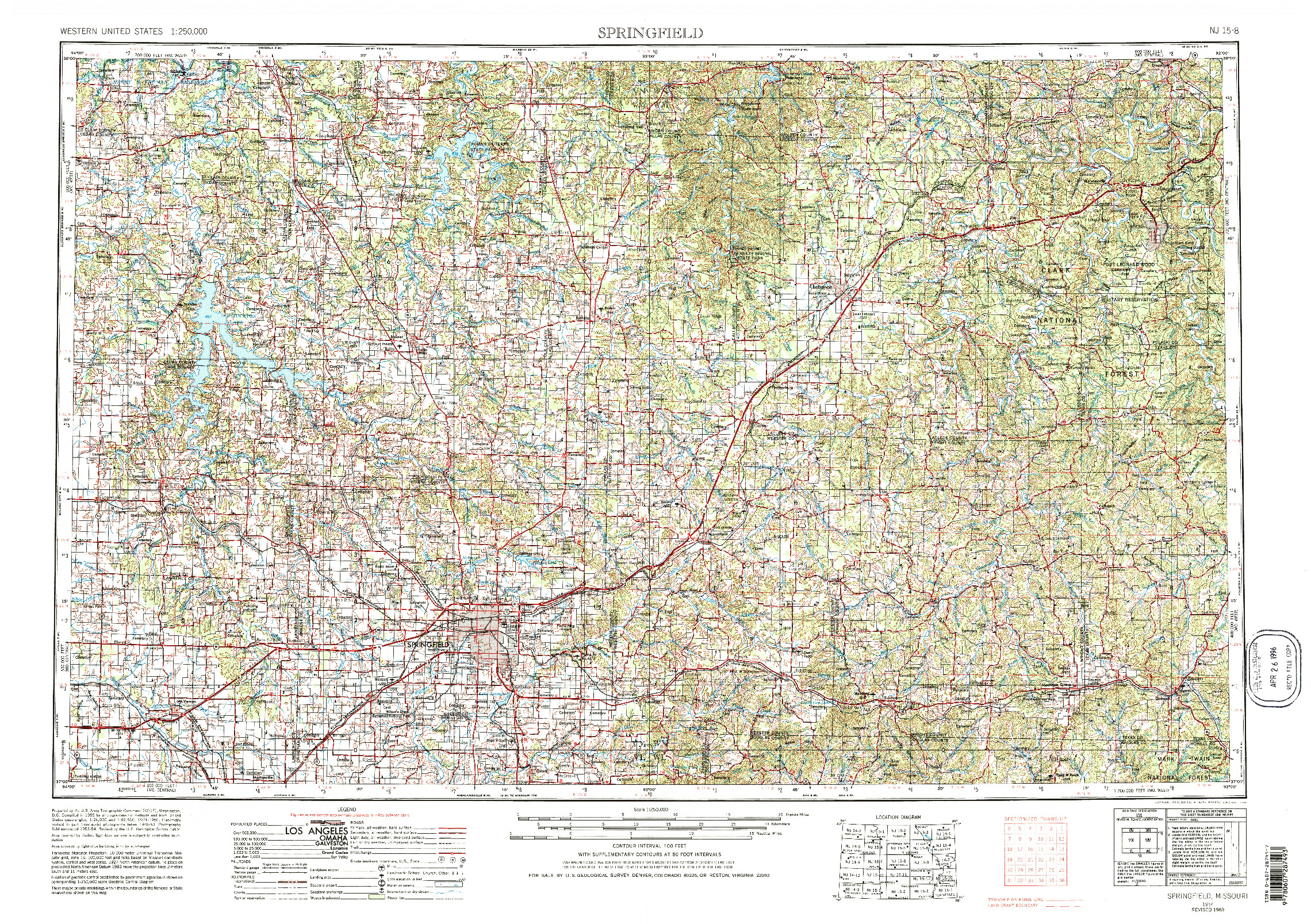 USGS 1:250000-SCALE QUADRANGLE FOR SPRINGFIELD, MO 1954