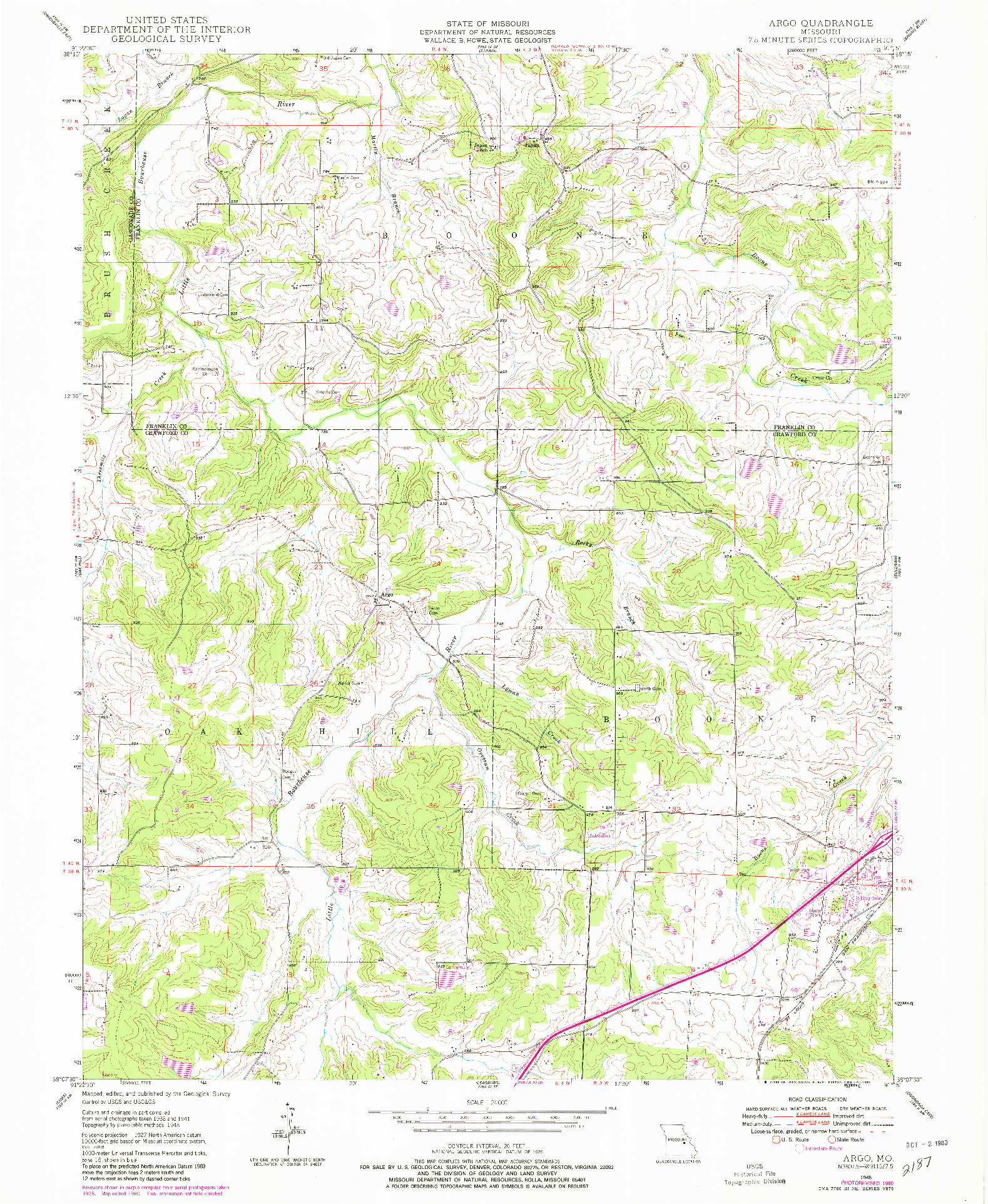 USGS 1:24000-SCALE QUADRANGLE FOR ARGO, MO 1948