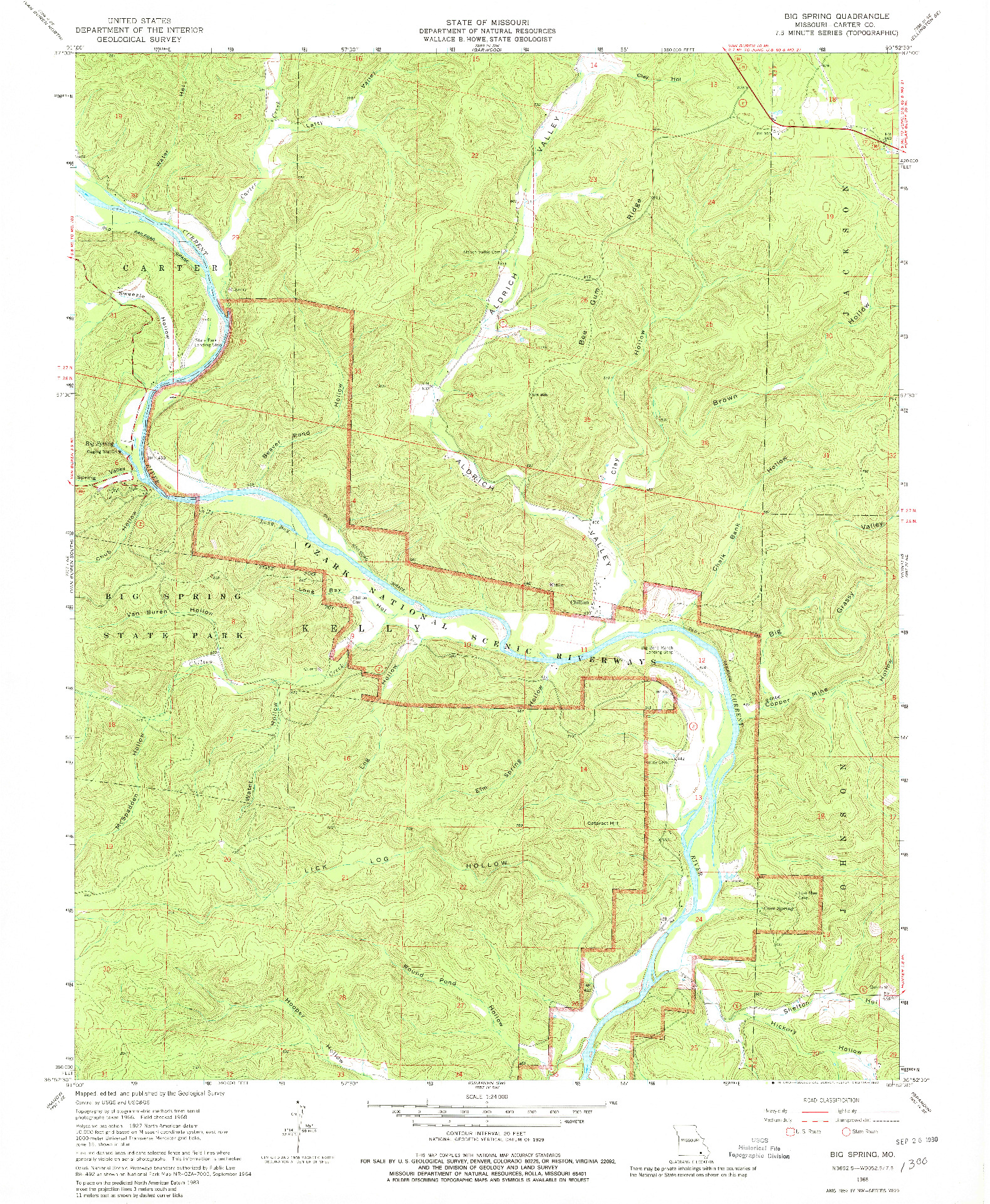 USGS 1:24000-SCALE QUADRANGLE FOR BIG SPRING, MO 1968