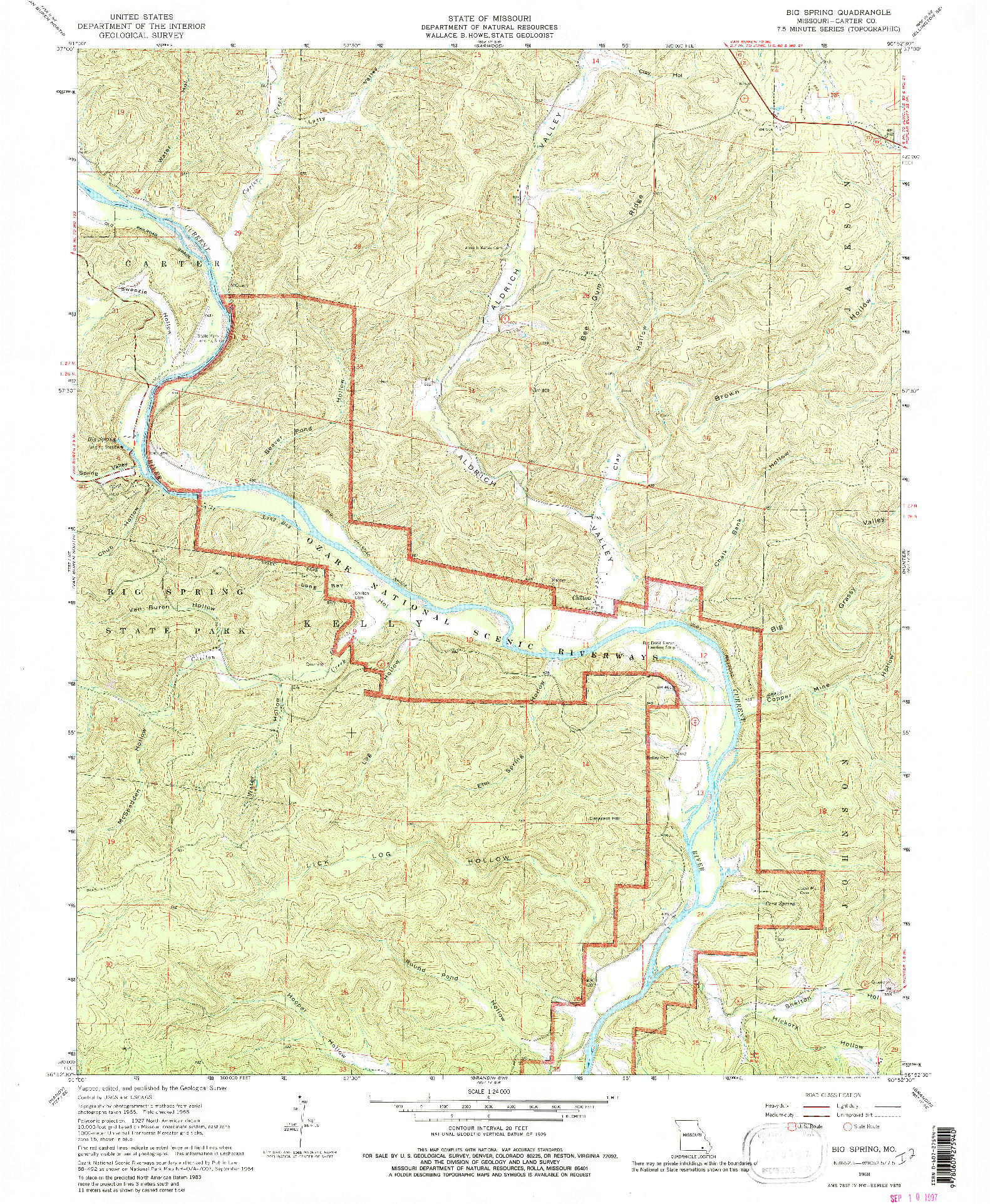 USGS 1:24000-SCALE QUADRANGLE FOR BIG SPRING, MO 1968