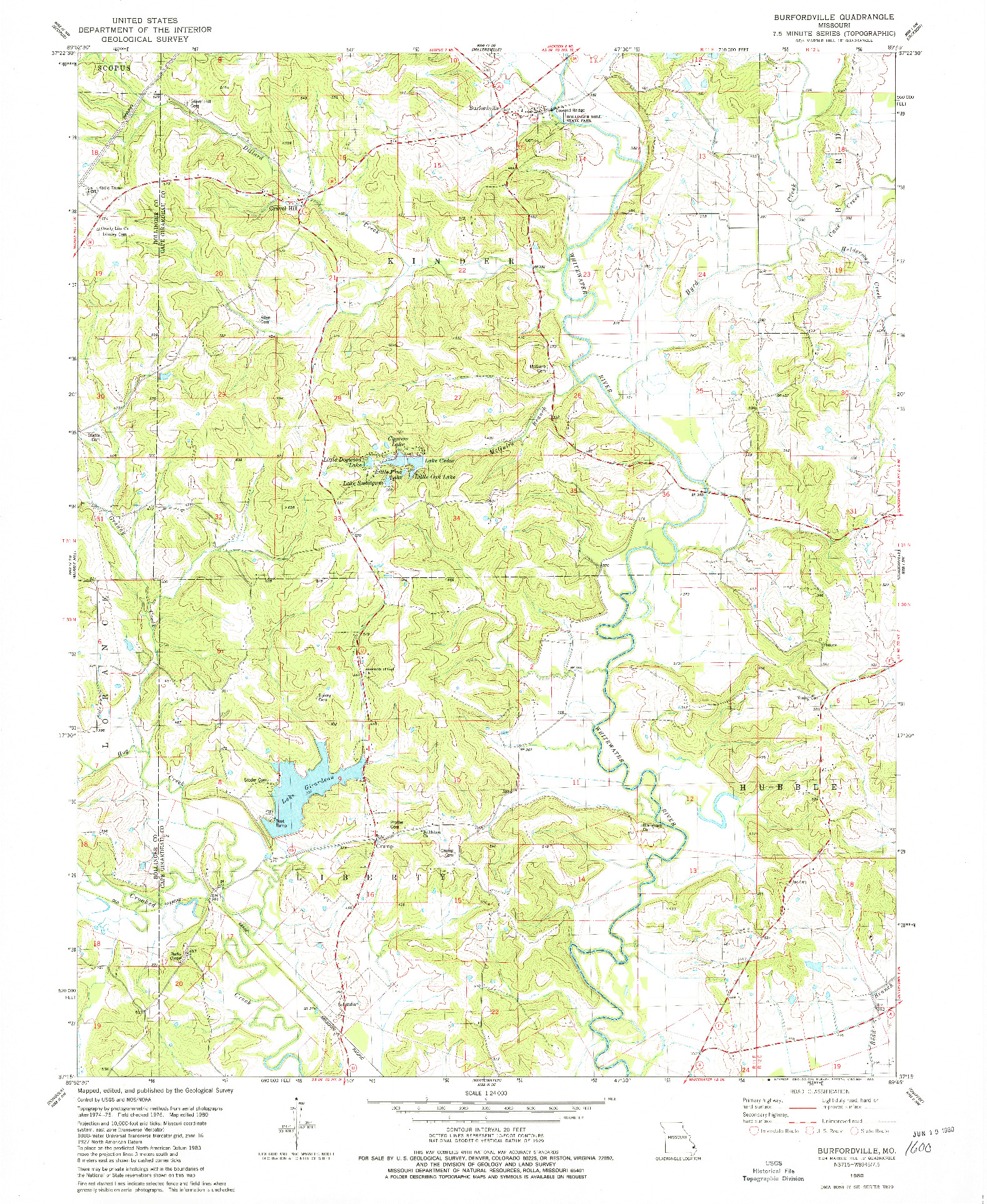 USGS 1:24000-SCALE QUADRANGLE FOR BURFORDVILLE, MO 1980