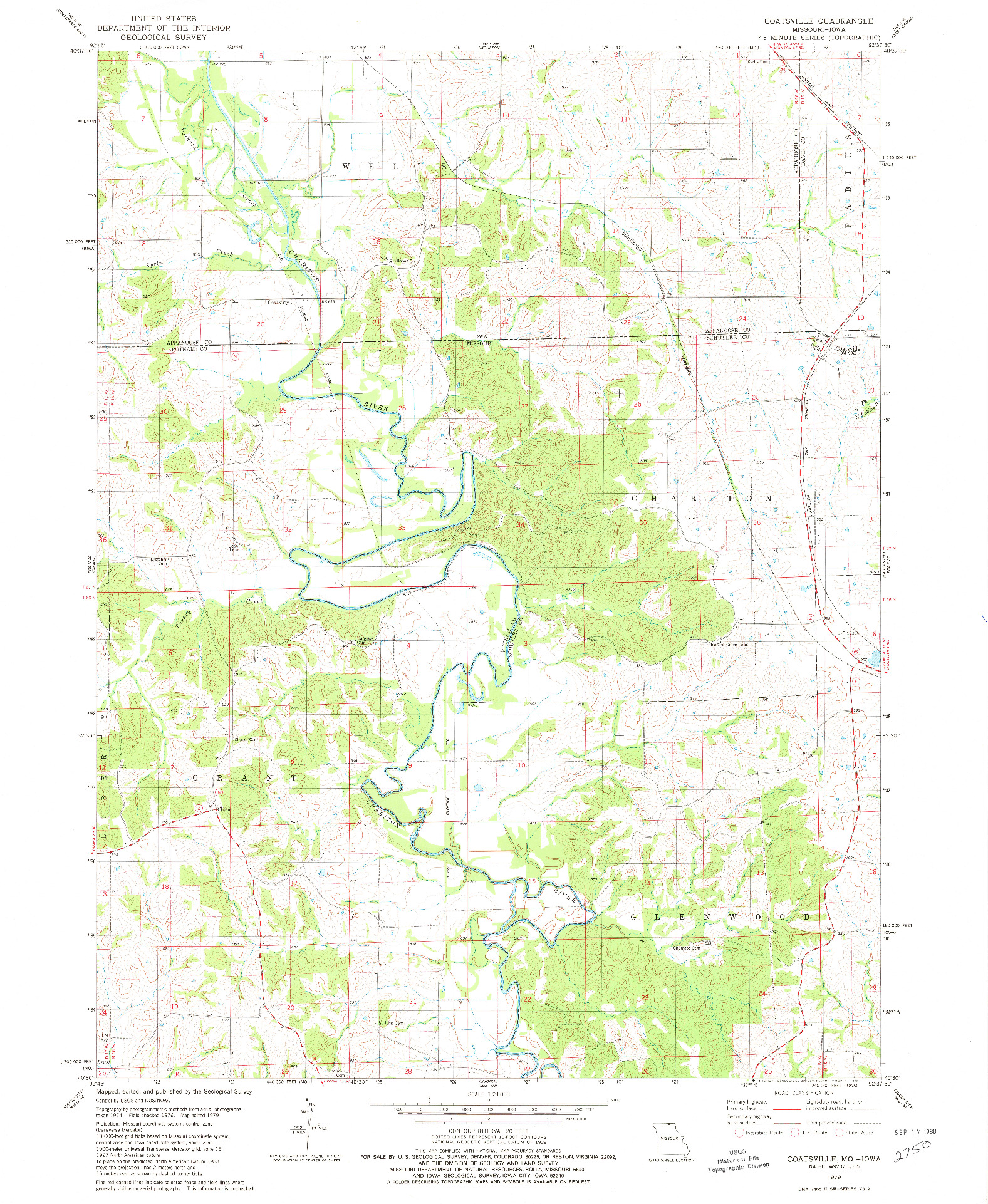 USGS 1:24000-SCALE QUADRANGLE FOR COATSVILLE, MO 1979