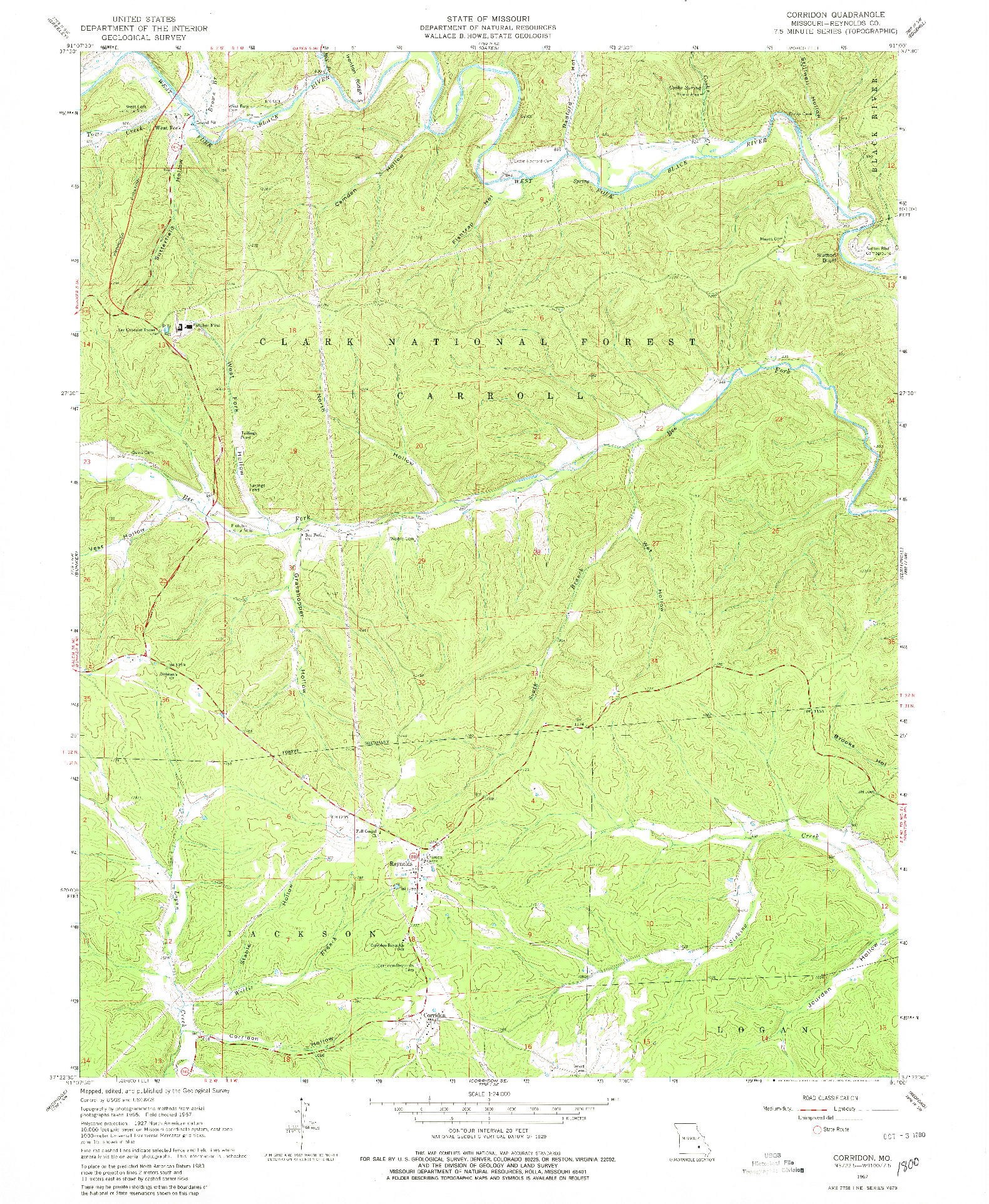 USGS 1:24000-SCALE QUADRANGLE FOR CORRIDON, MO 1967