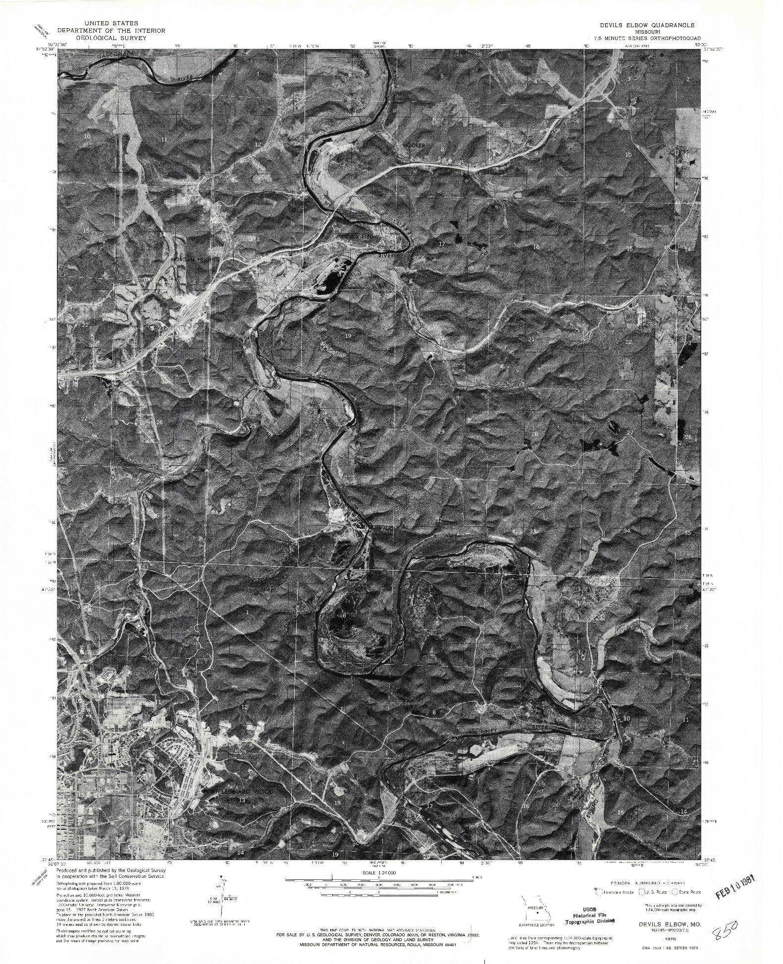 USGS 1:24000-SCALE QUADRANGLE FOR DEVILS ELBOW, MO 1976