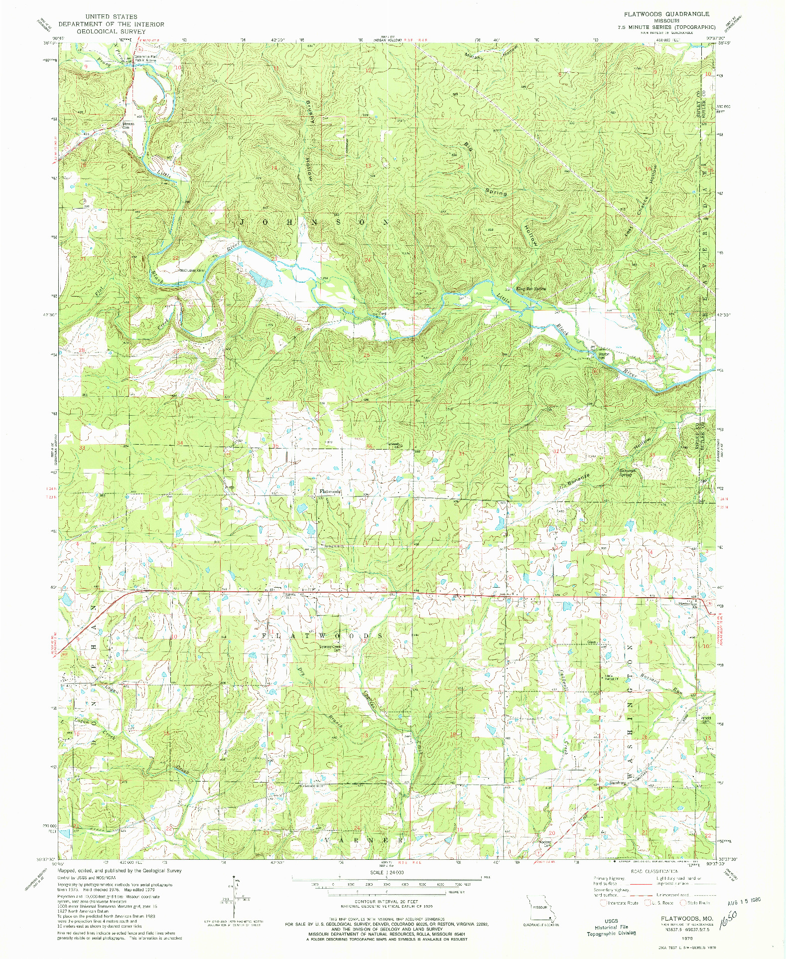 USGS 1:24000-SCALE QUADRANGLE FOR FLATWOODS, MO 1979