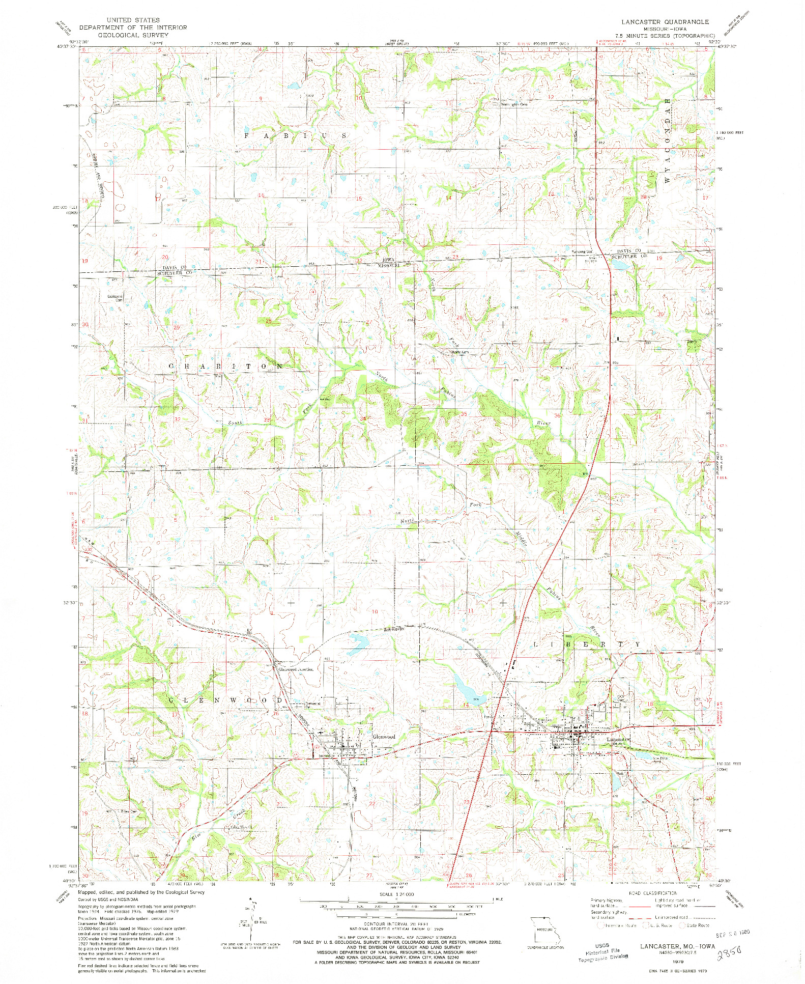 USGS 1:24000-SCALE QUADRANGLE FOR LANCASTER, MO 1979