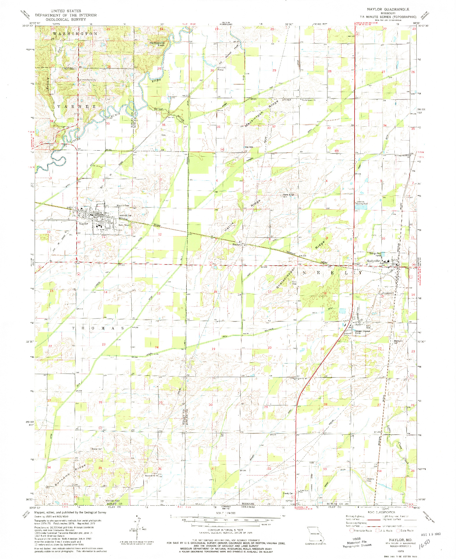 USGS 1:24000-SCALE QUADRANGLE FOR NAYLOR, MO 1979