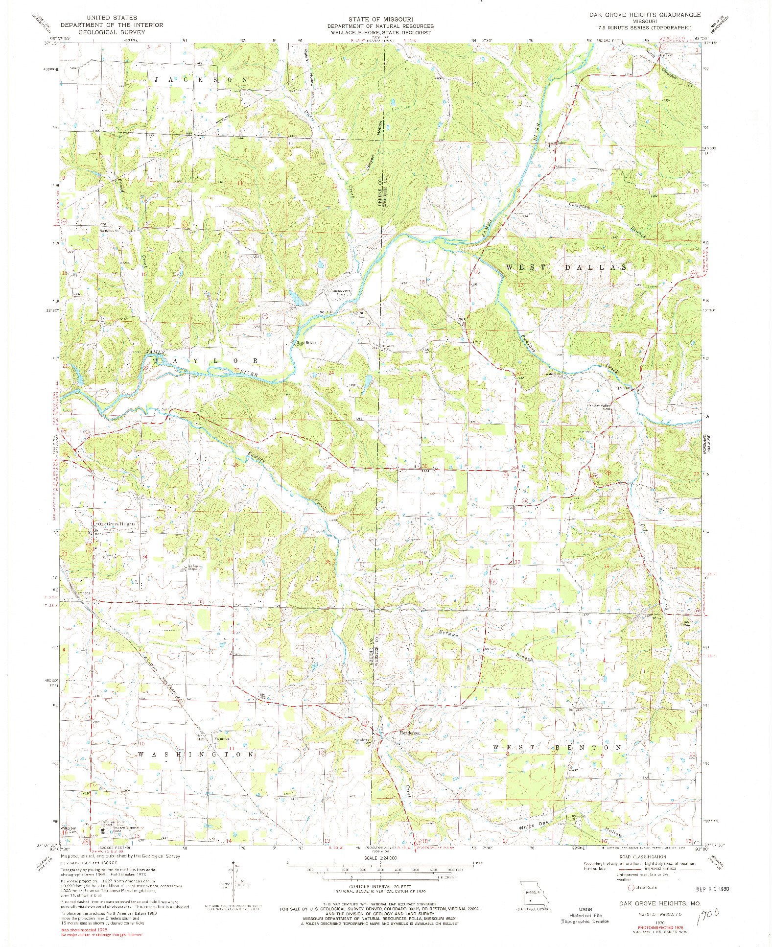 USGS 1:24000-SCALE QUADRANGLE FOR OAK GROVE HEIGHTS, MO 1970