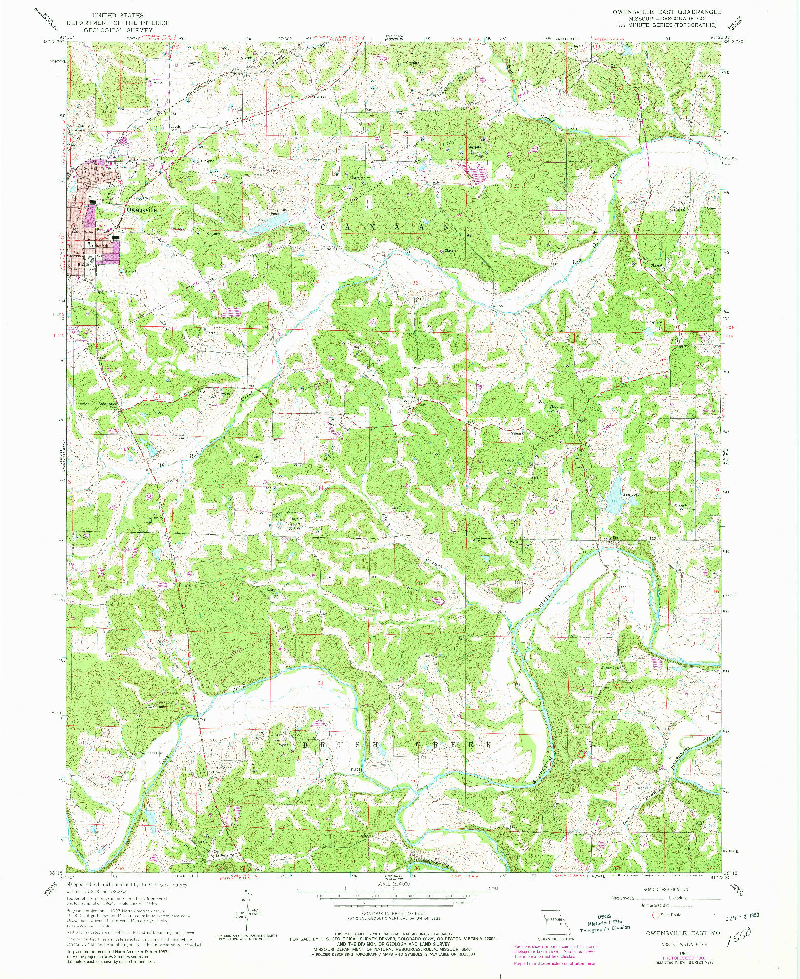 USGS 1:24000-SCALE QUADRANGLE FOR OWENSVILLE EAST, MO 1966