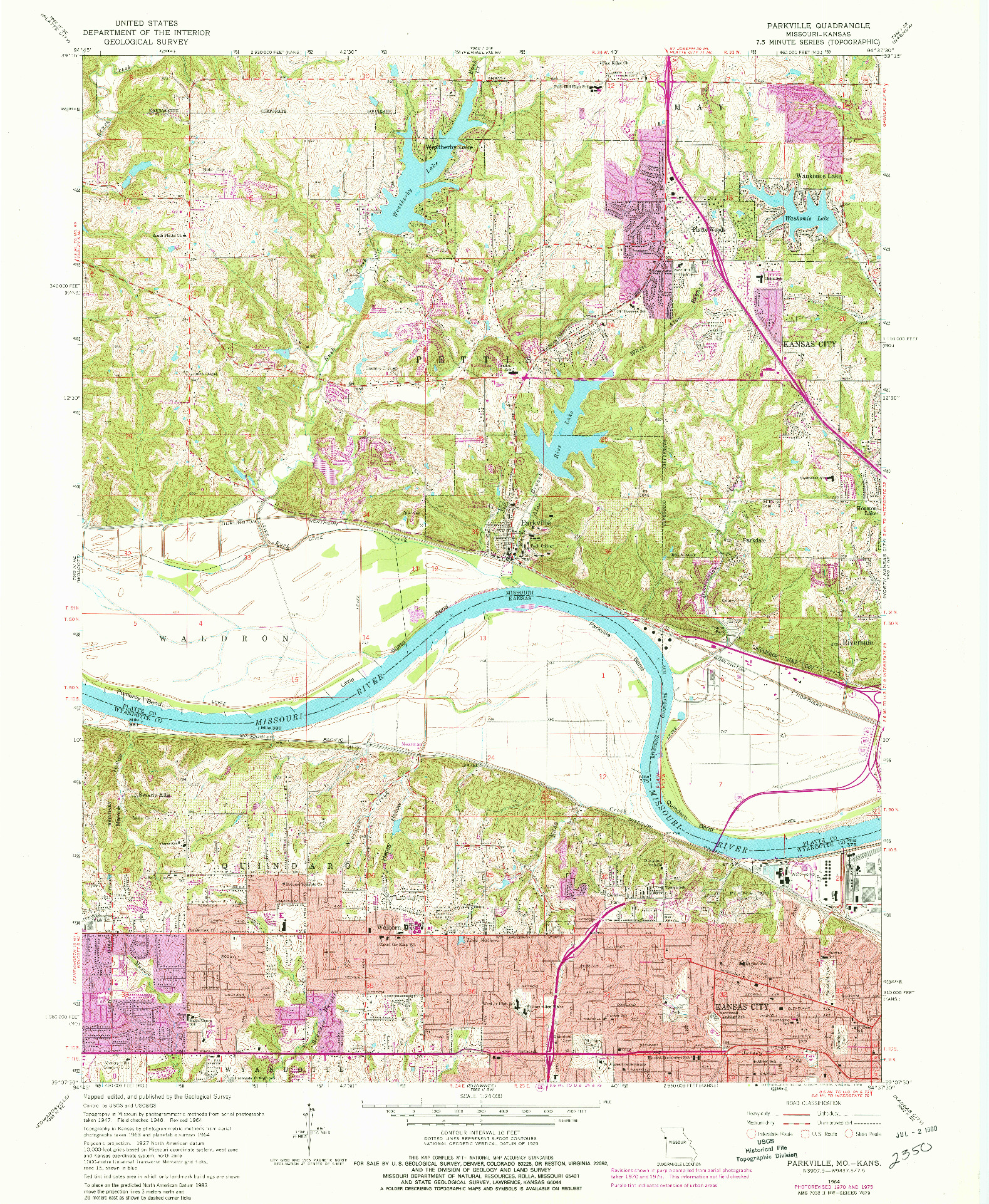 USGS 1:24000-SCALE QUADRANGLE FOR PARKVILLE, MO 1964