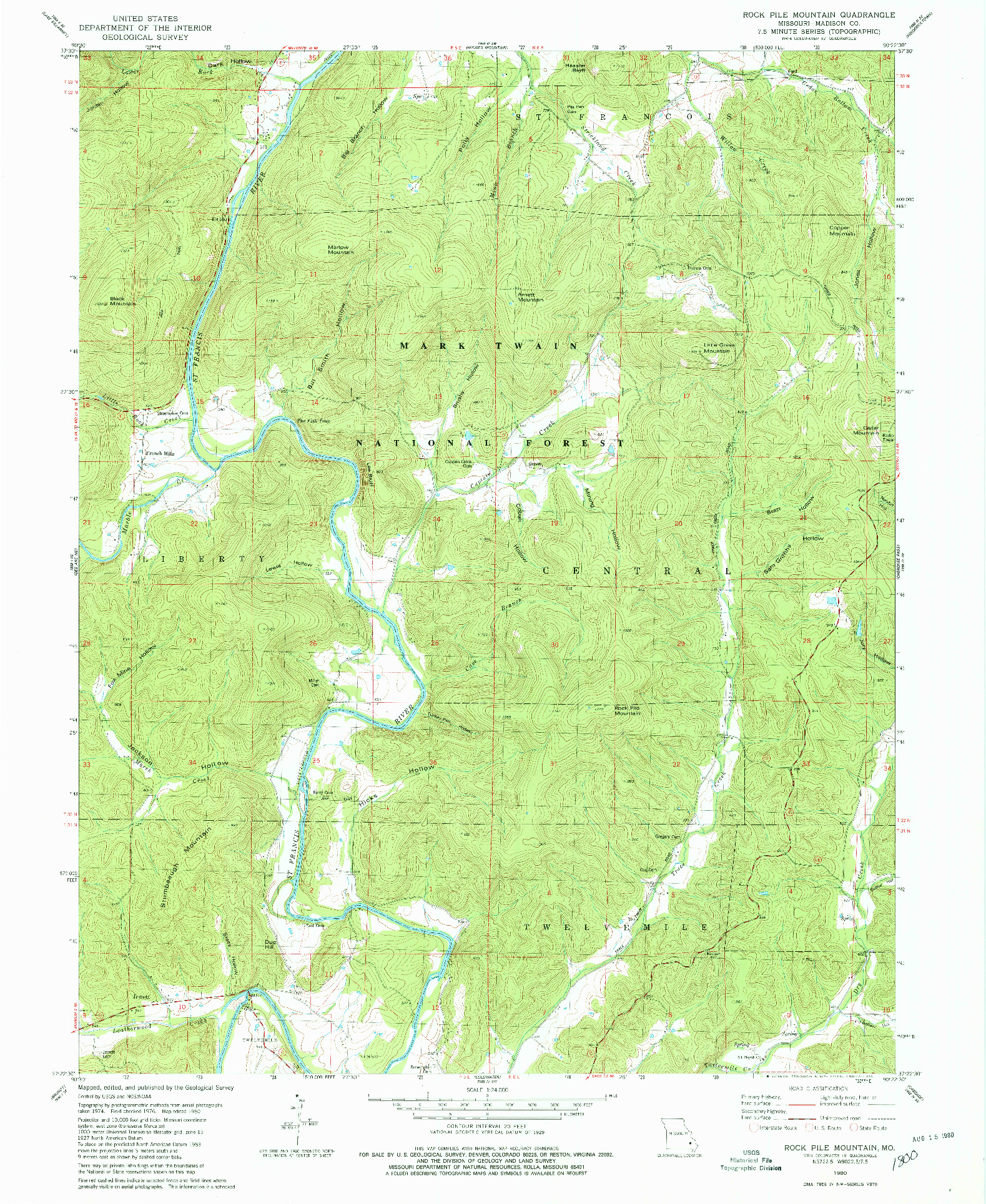 USGS 1:24000-SCALE QUADRANGLE FOR ROCK PILE MOUNTAIN, MO 1980